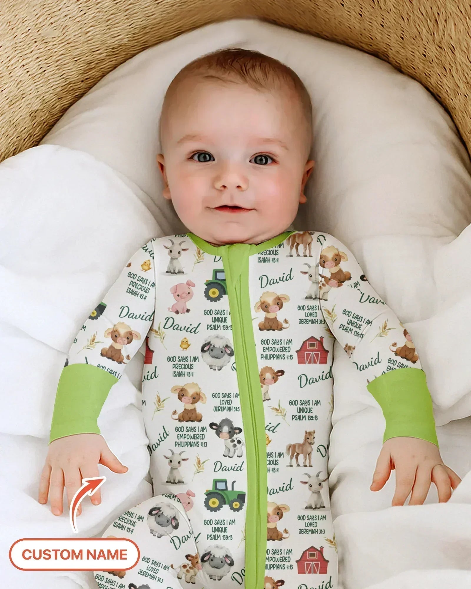 Custom Name God Says I Am Farm Animals Bamboo Convertible Zippy