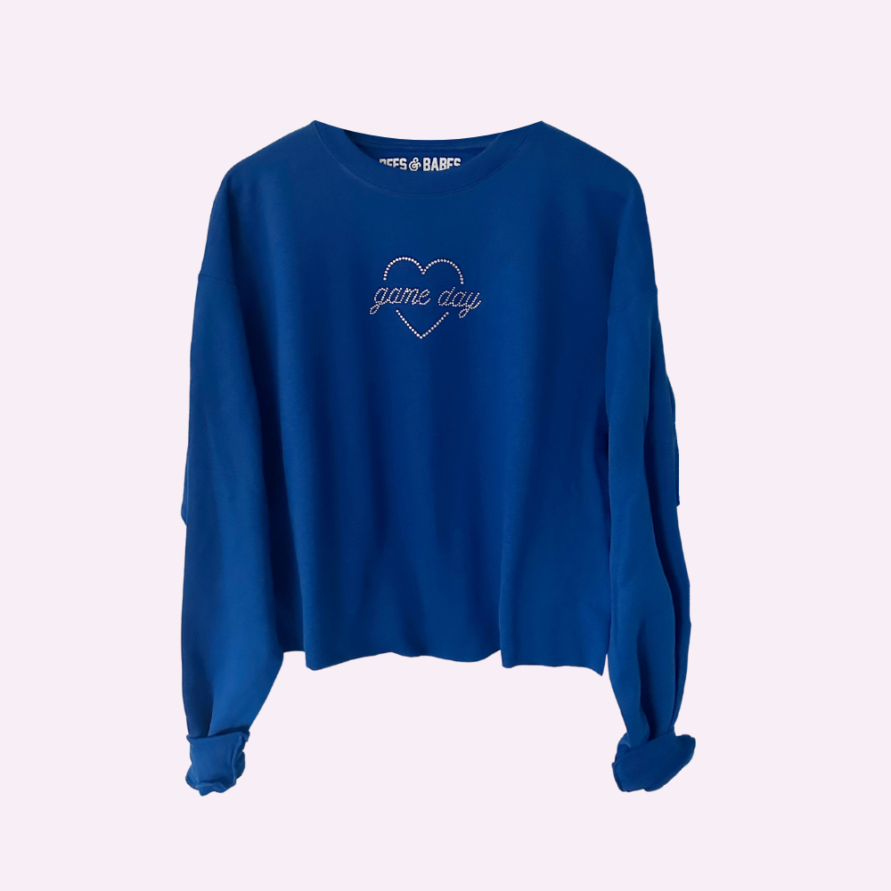 Game Day Shine ♡ Cropped Rhinestone Sweatshirt