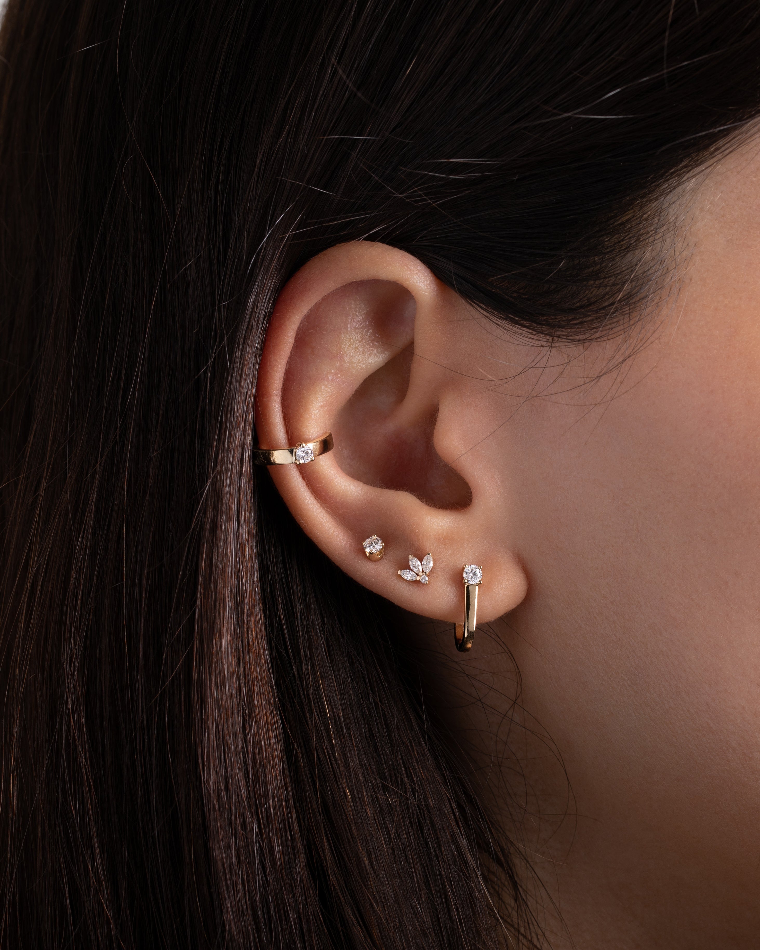 Diamond Lotus Stud Earrings
