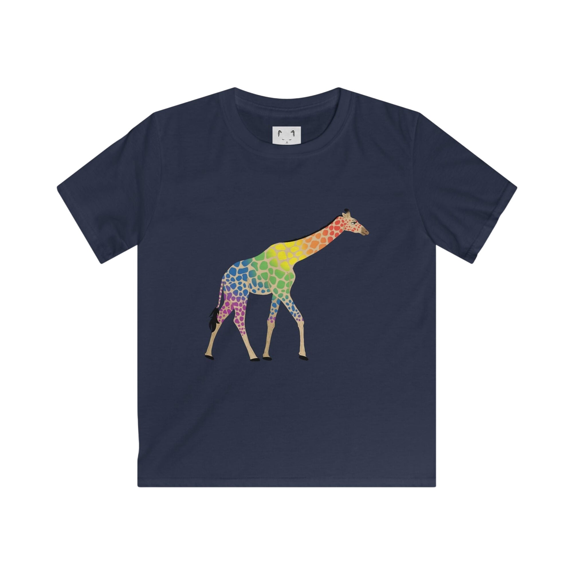 Rainbow On My Parade Giraffe Kids Softstyle Tee Shirt