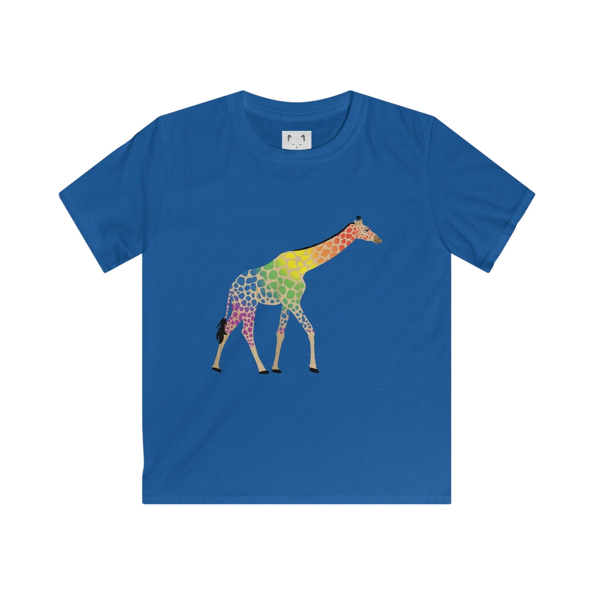 Rainbow On My Parade Giraffe Kids Softstyle Tee Shirt