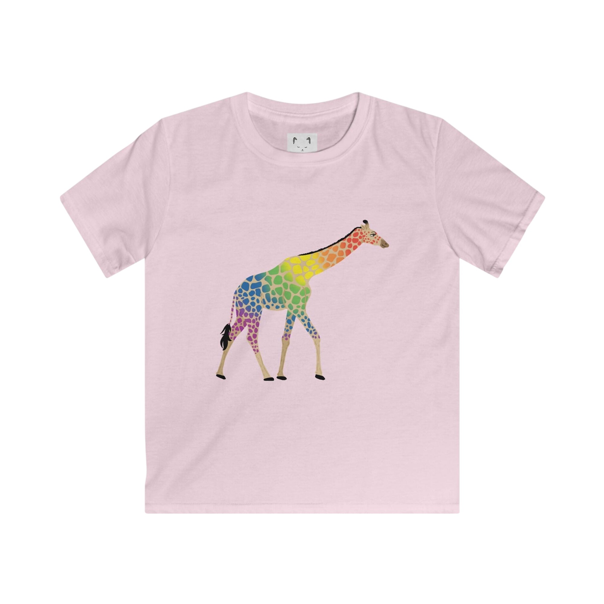 Rainbow On My Parade Giraffe Kids Softstyle Tee Shirt