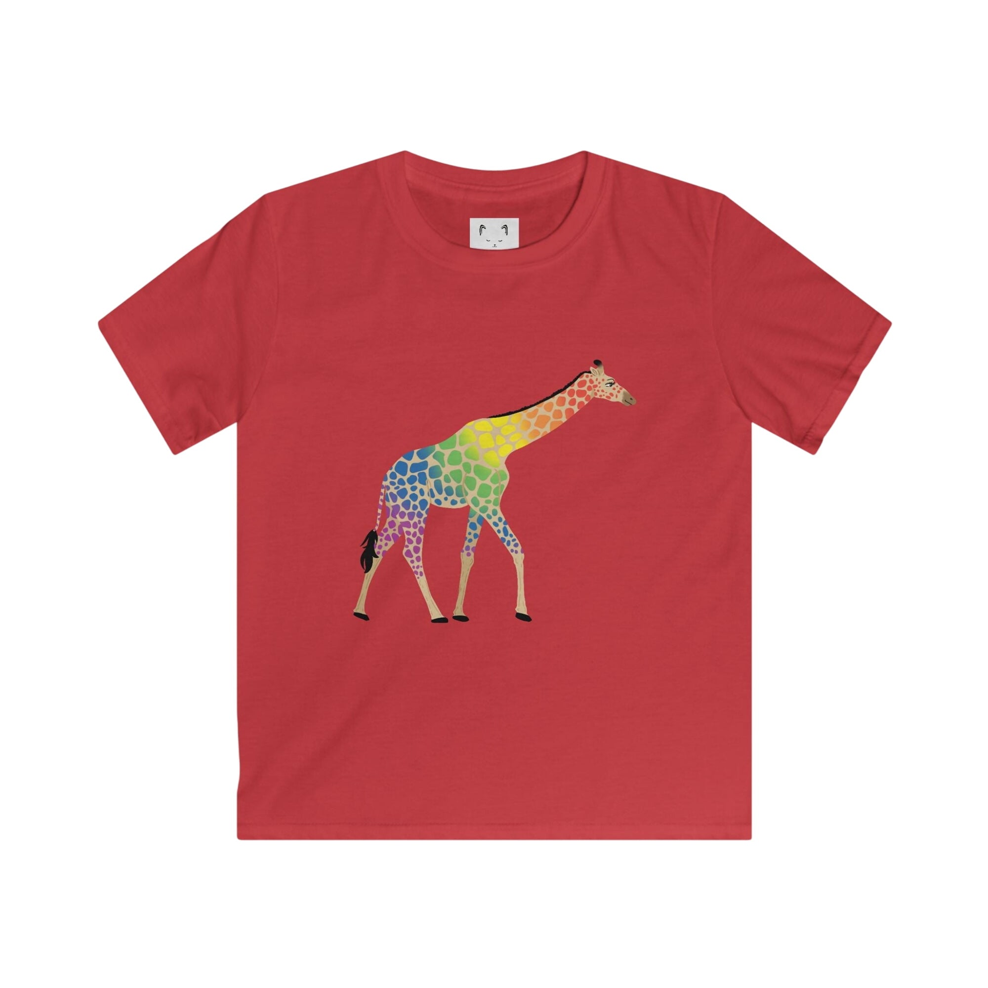 Rainbow On My Parade Giraffe Kids Softstyle Tee Shirt