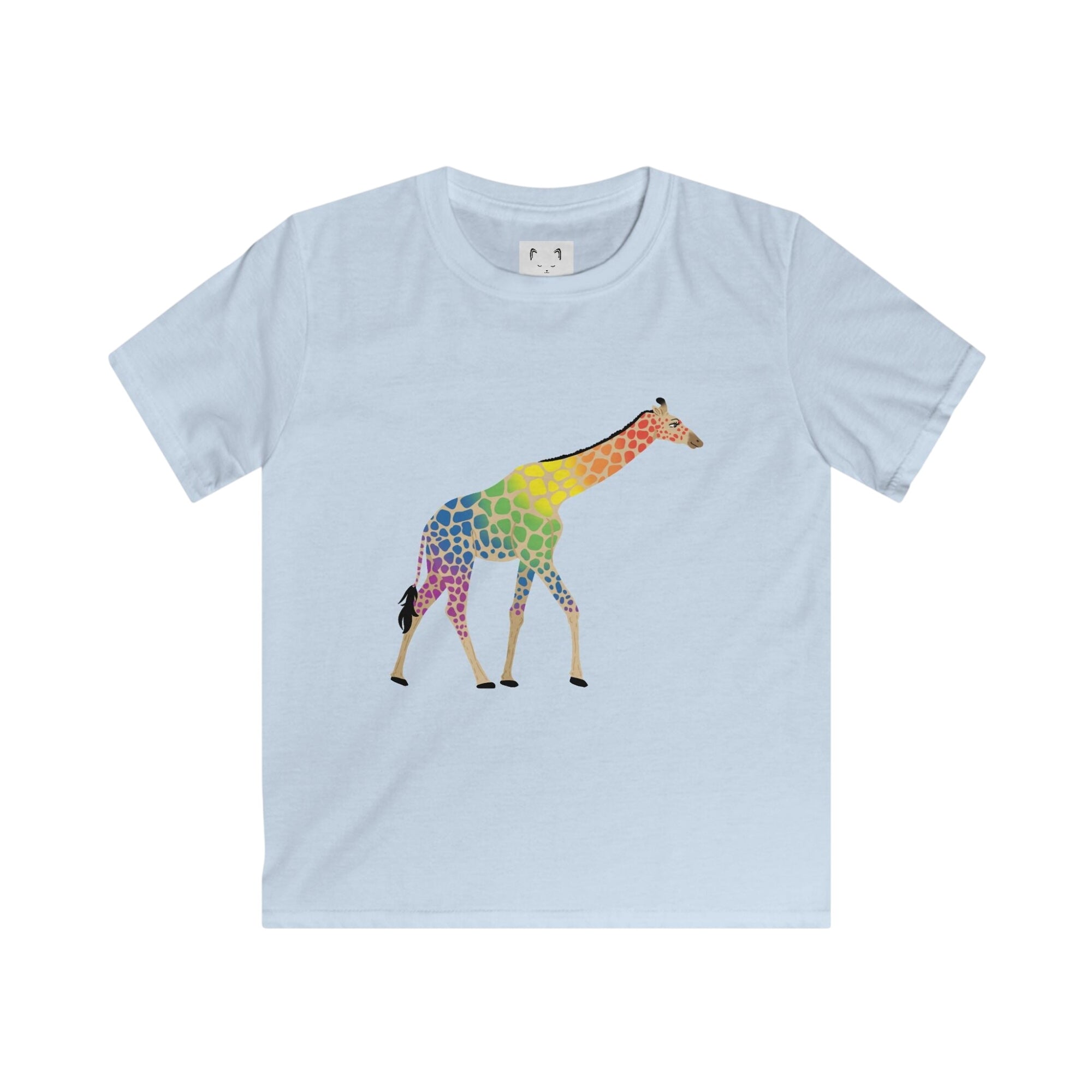 Rainbow On My Parade Giraffe Kids Softstyle Tee Shirt