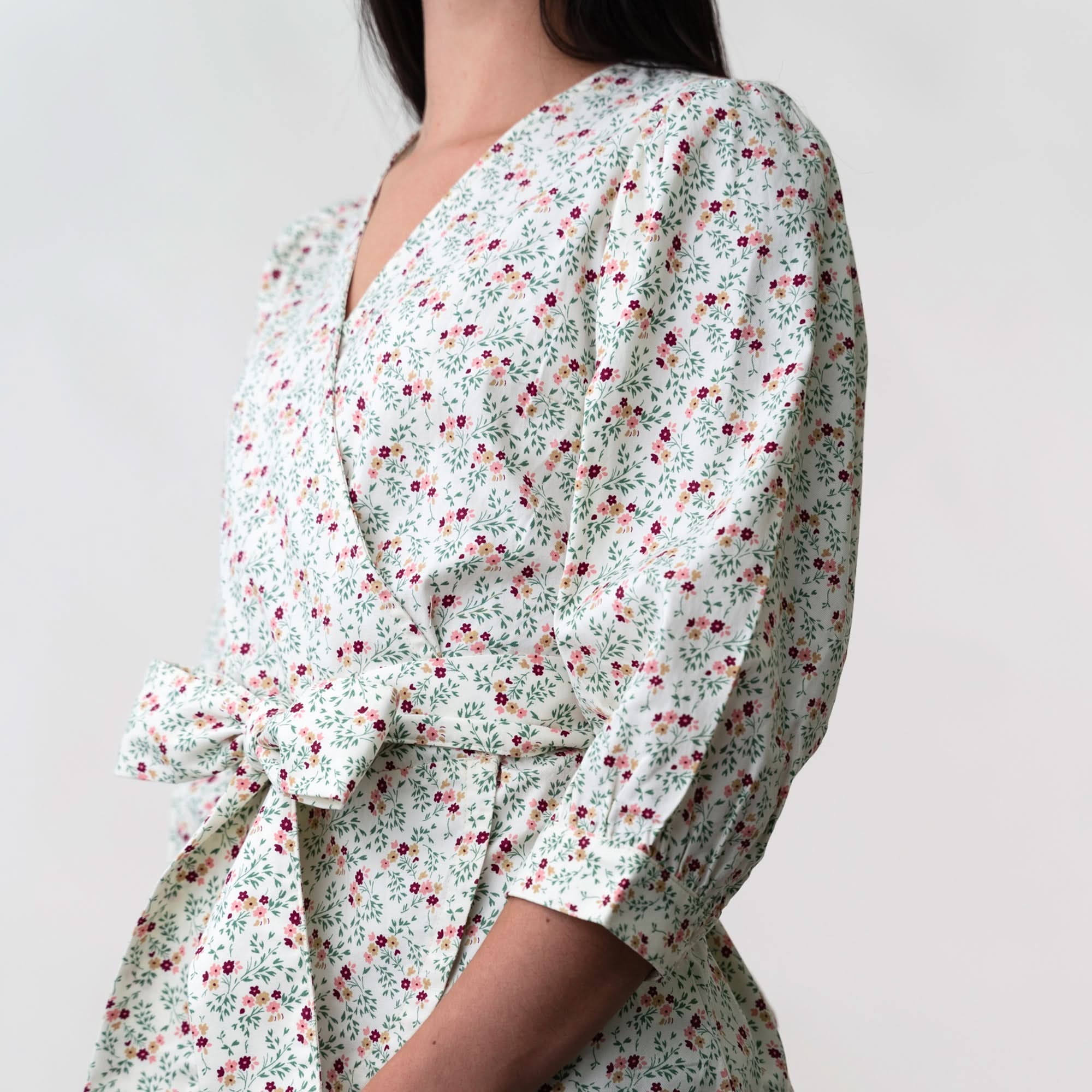 Puff Sleeve Wrap Top