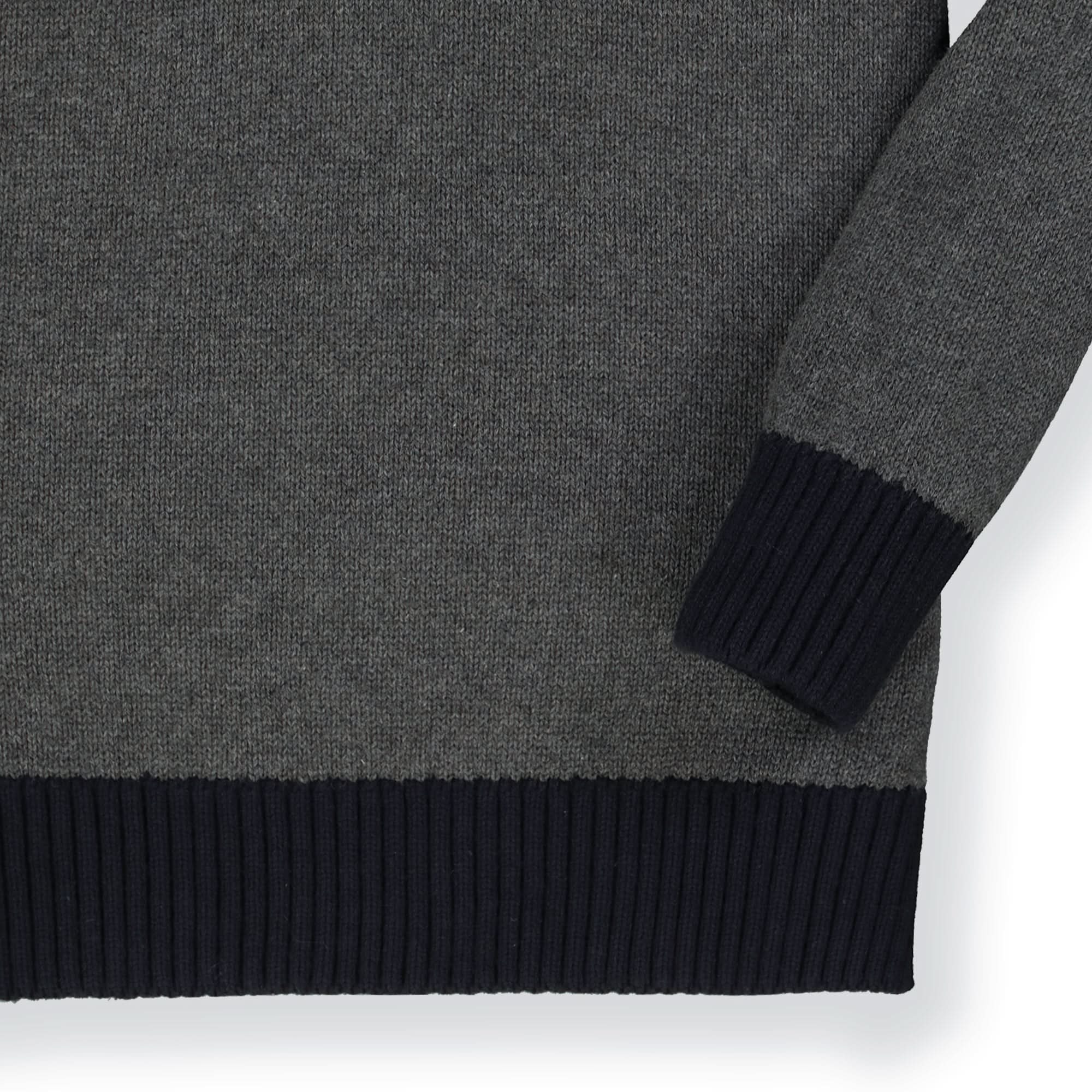 Organic Contrast Sweater With Elbow Patches