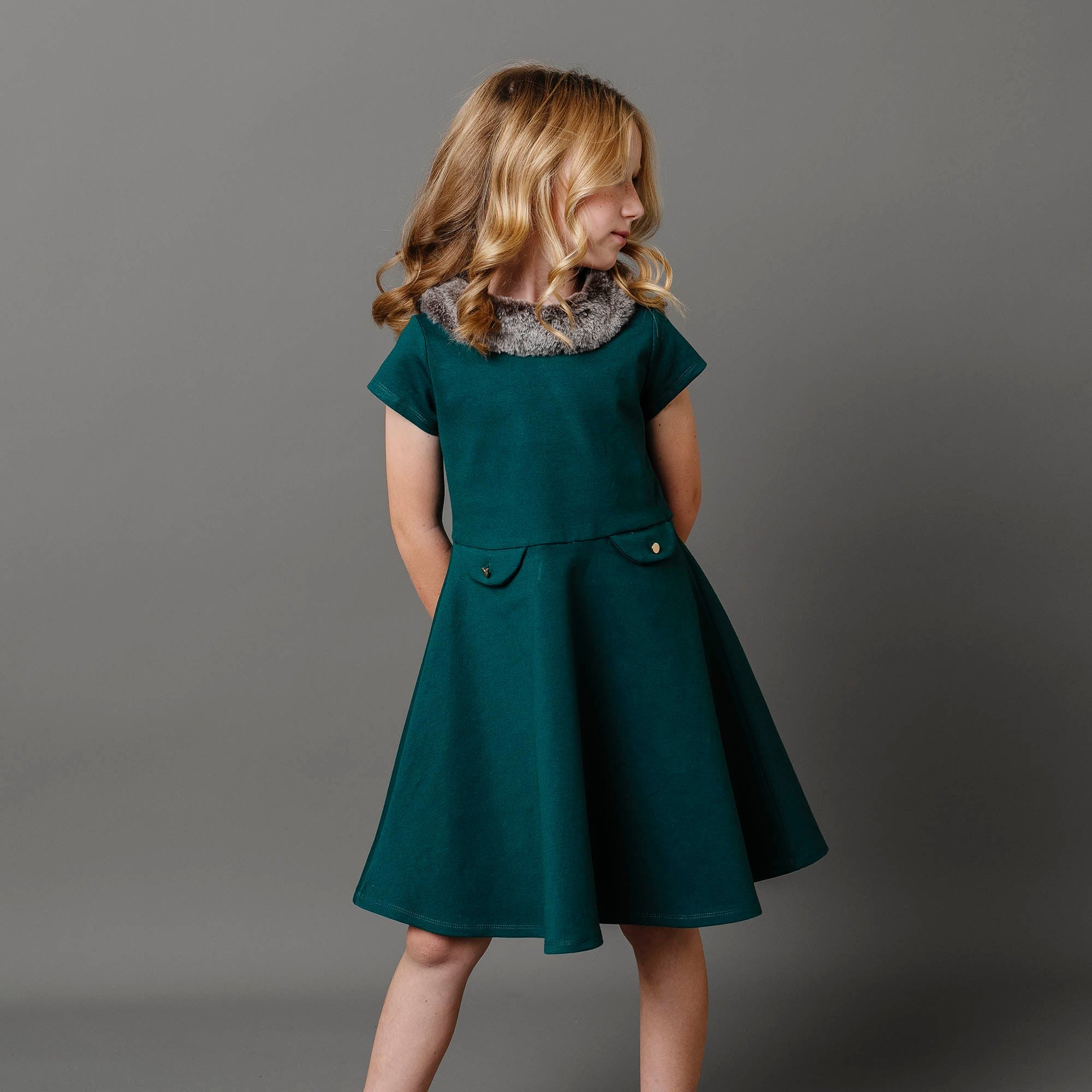 Fit And Flare Ponte Dress With Faux Fur - Baby