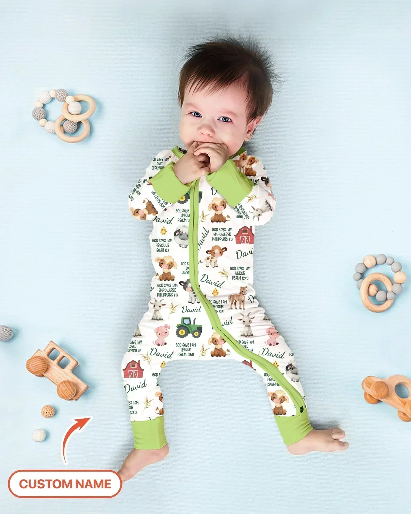 Custom Name God Says I Am Farm Animals Bamboo Convertible Zippy