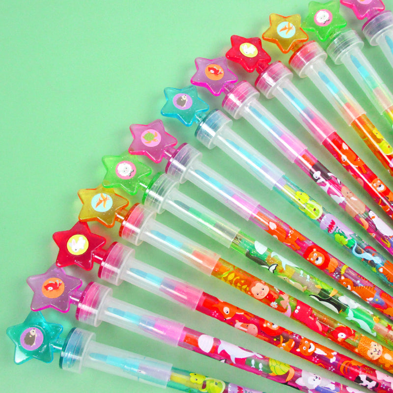 Animal Stackable Crayon With Stamper Topper