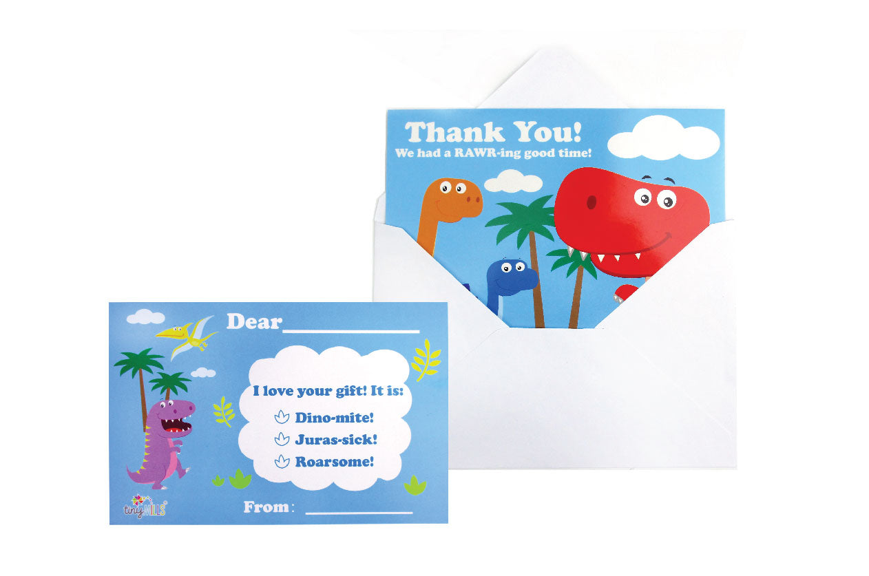 Dinosaur Fill-in Birthday Thank You Cards For Kids