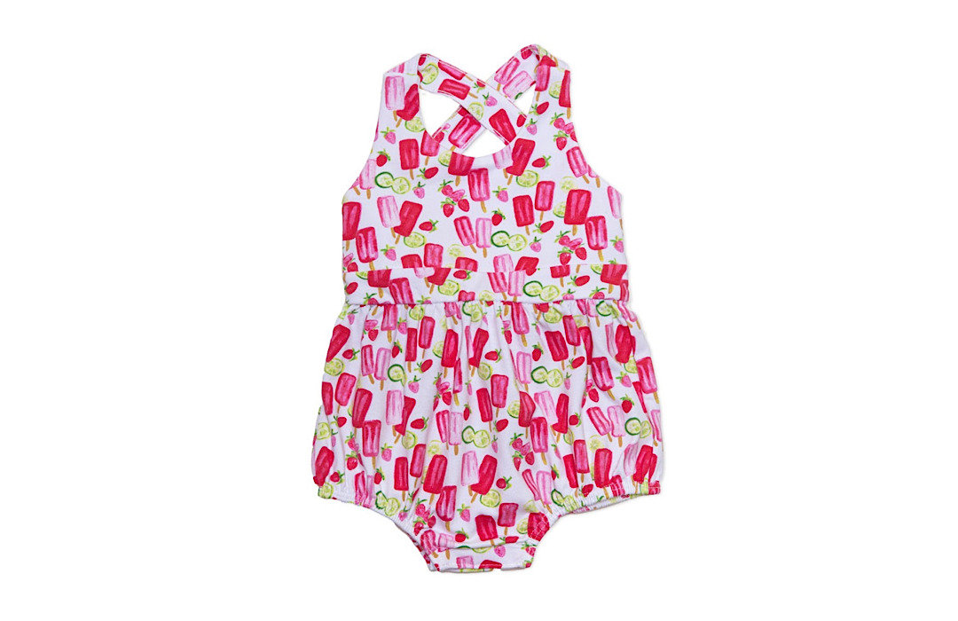 Cross Back Bubble Romper In Popsicles