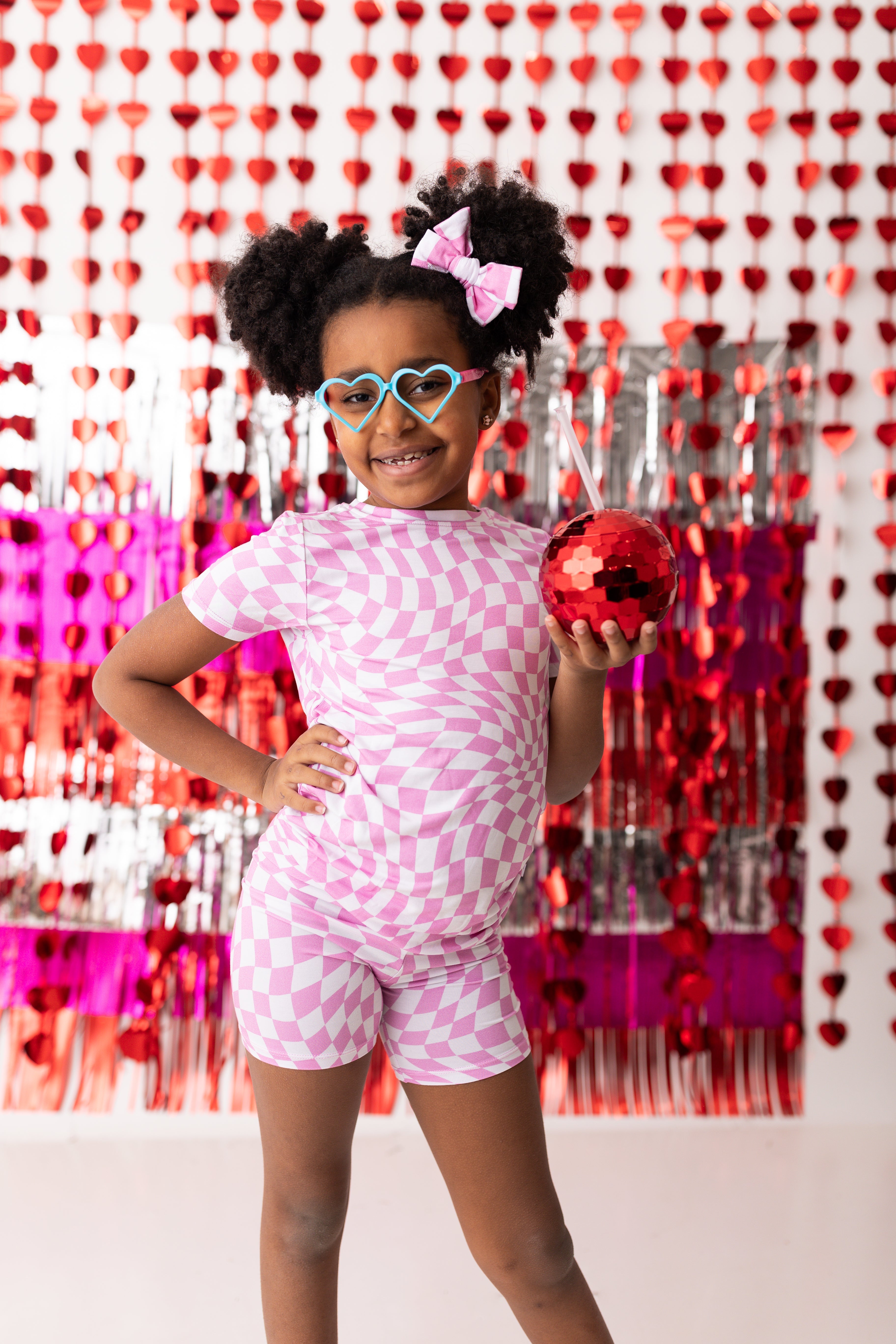 Bubblegum Wavy Checkers Dream Short Set