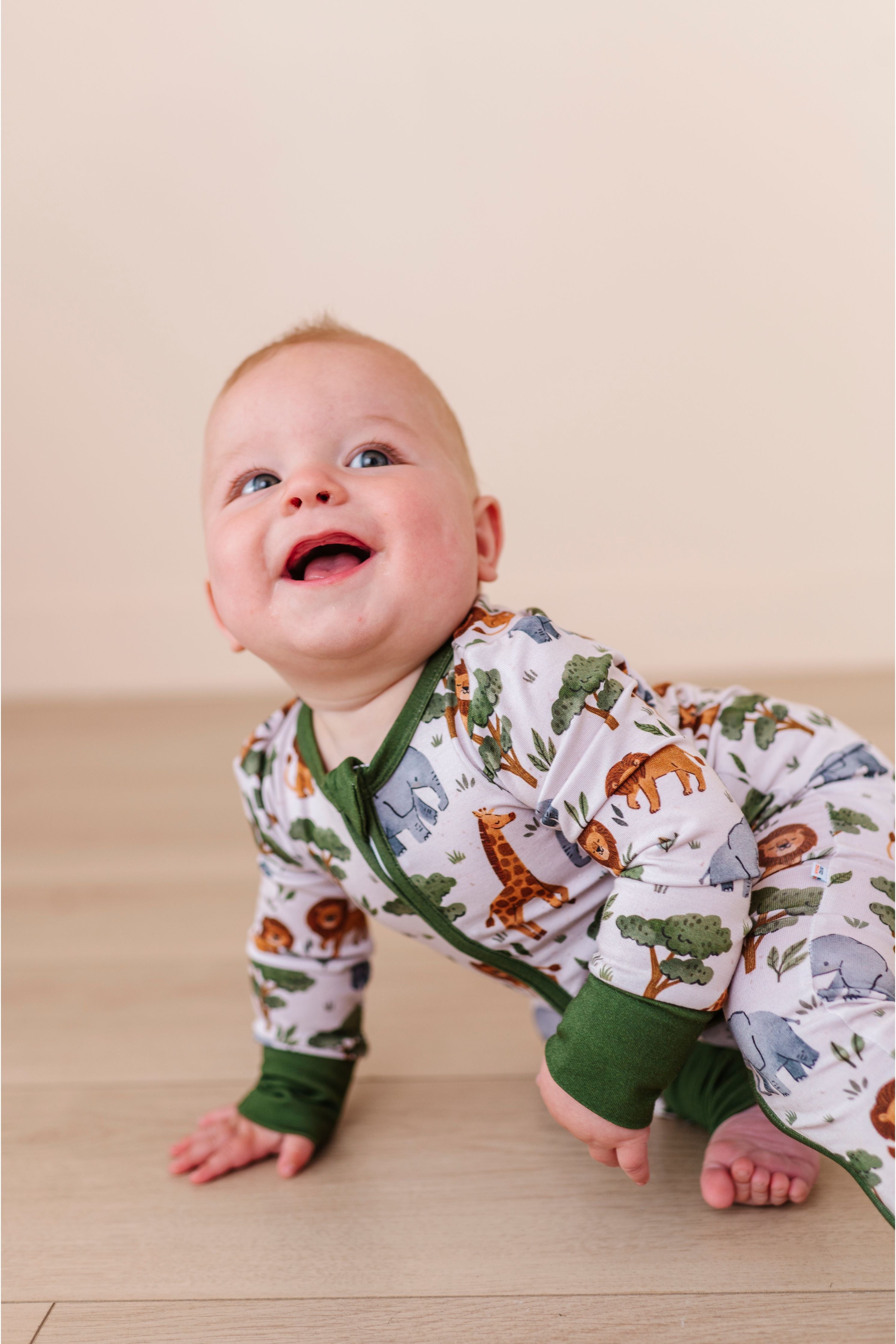 Bamboo One Piece Zip Pajama - It's A Jungle Out There