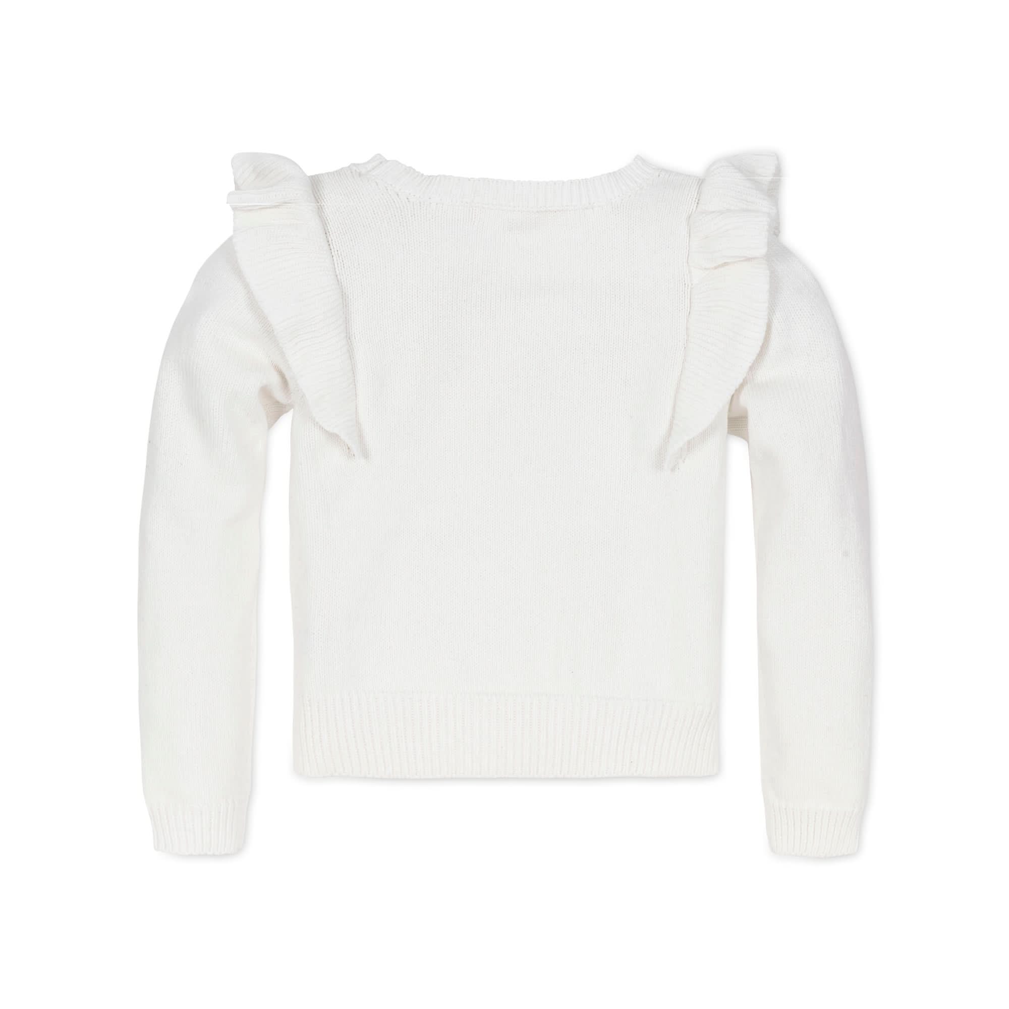 Textured Yoke Ruffle Sweater