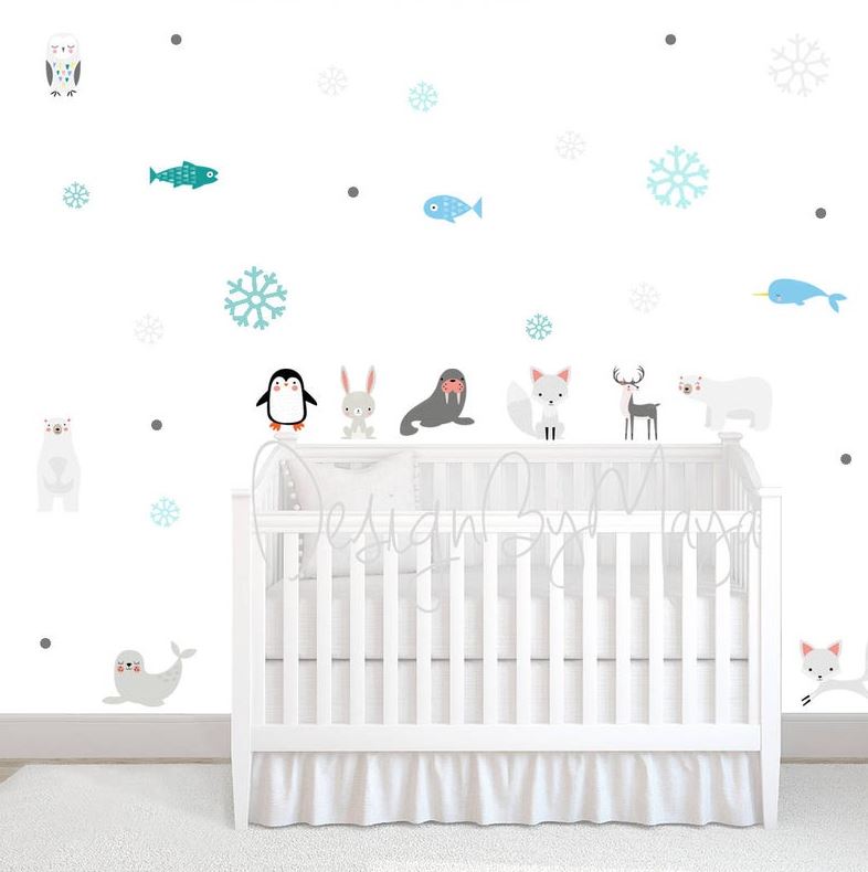 Arctic Penguin And Friends - Fabric Nursery Wall Art Decals