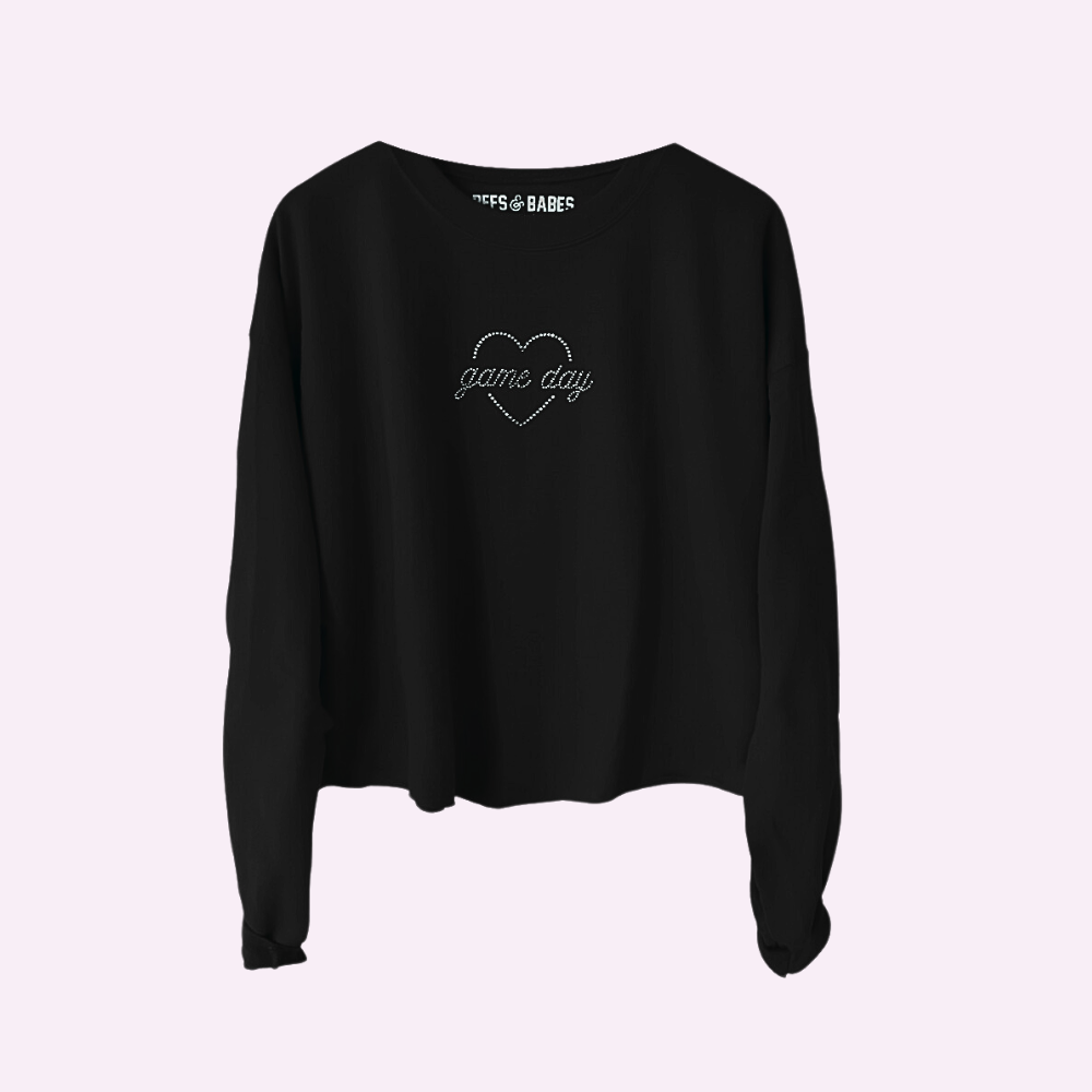 Game Day Shine ♡ Cropped Rhinestone Sweatshirt