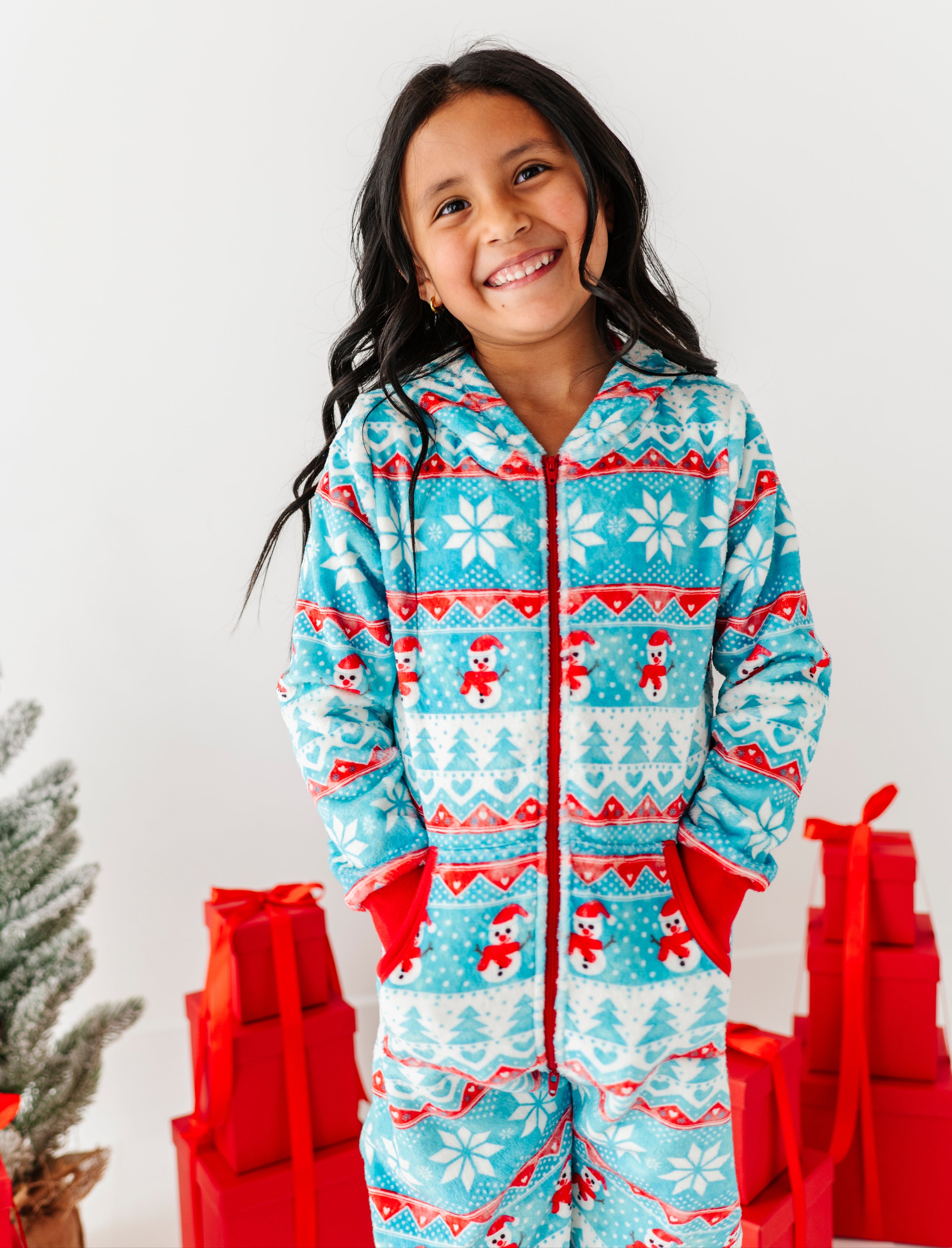 Frosty Fair Isle Microfleece Hooded Jumpsuit