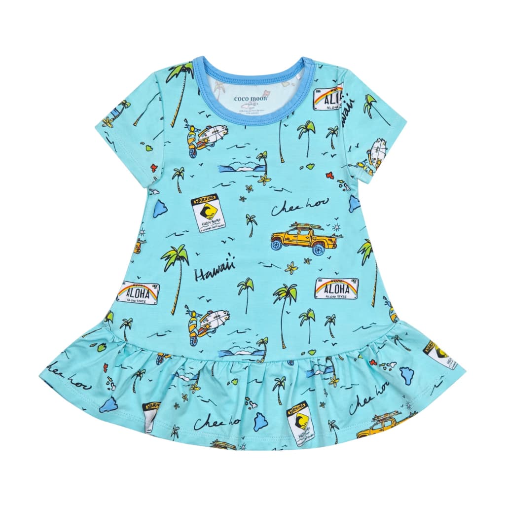 We Go Holoholo Bamboo Ruffle Hem T-shirt Dress
