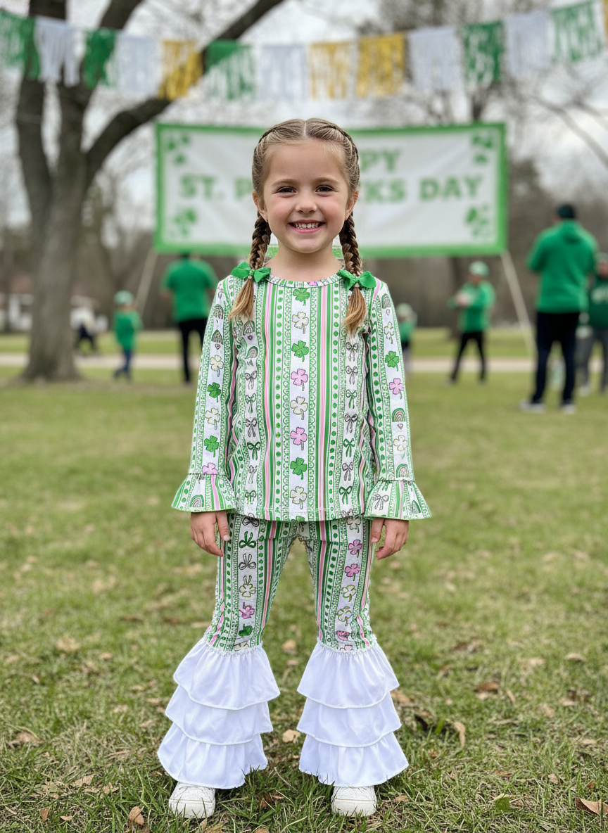 St Patty Bows Two Piece Ruffle Set