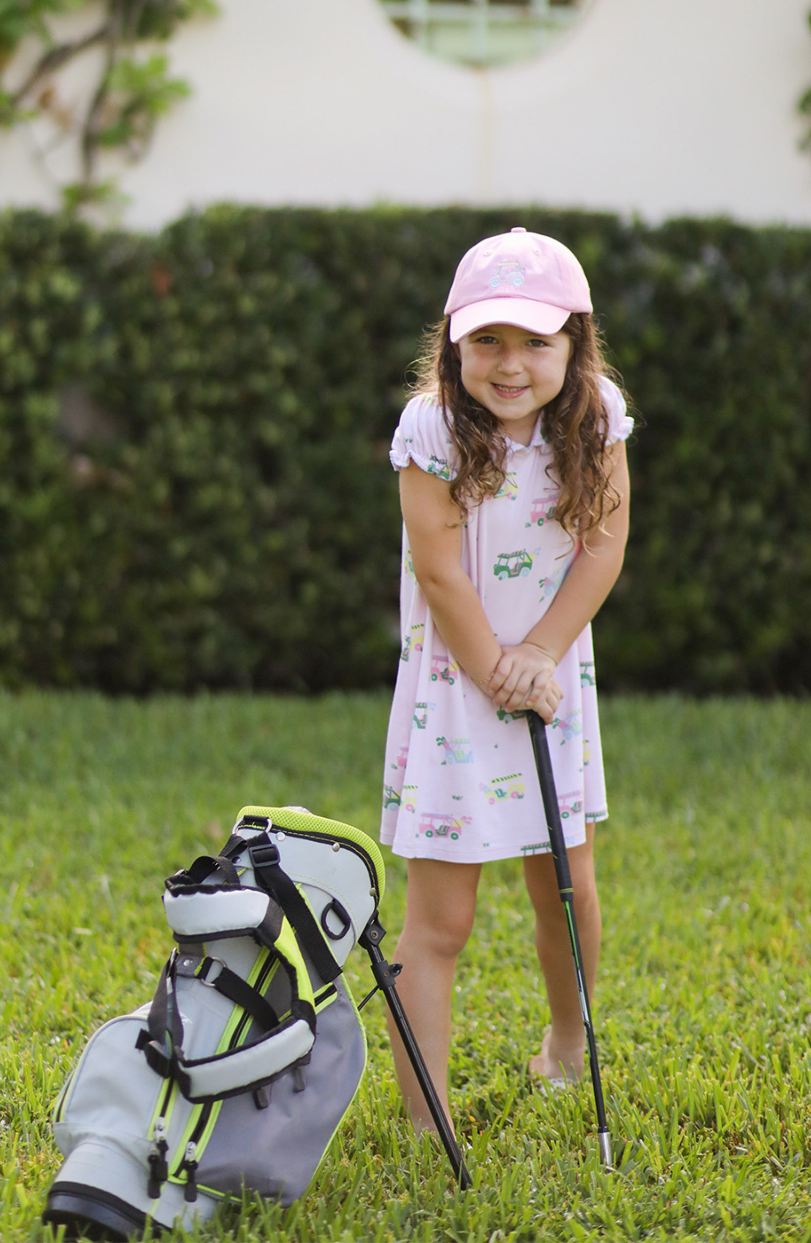 Rainbow Golf Cart Bow Baseball Hat (girls)