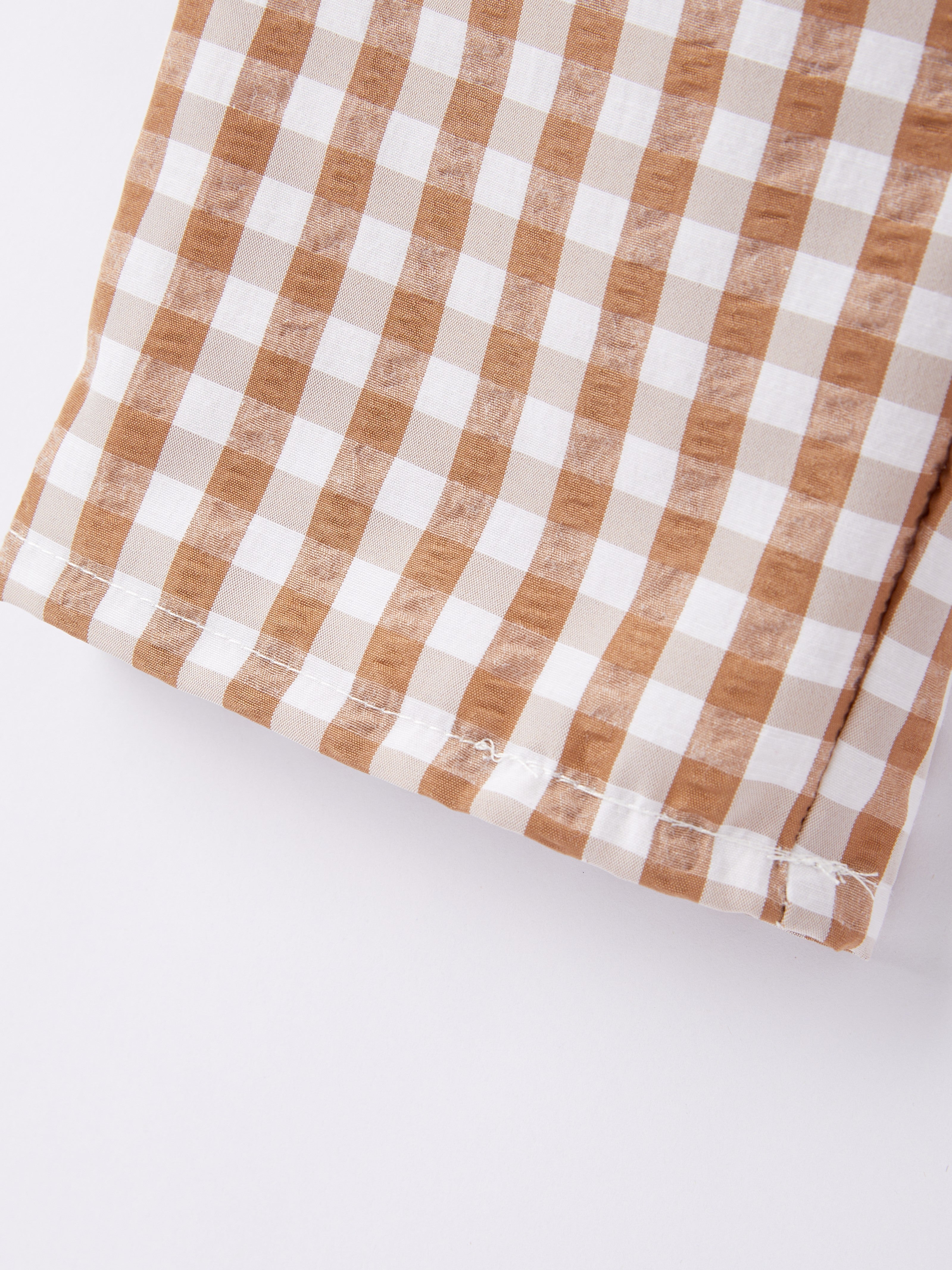 Fall Boys Thanksgiving Smocking Embroidered Brown Plaid Outfit Set