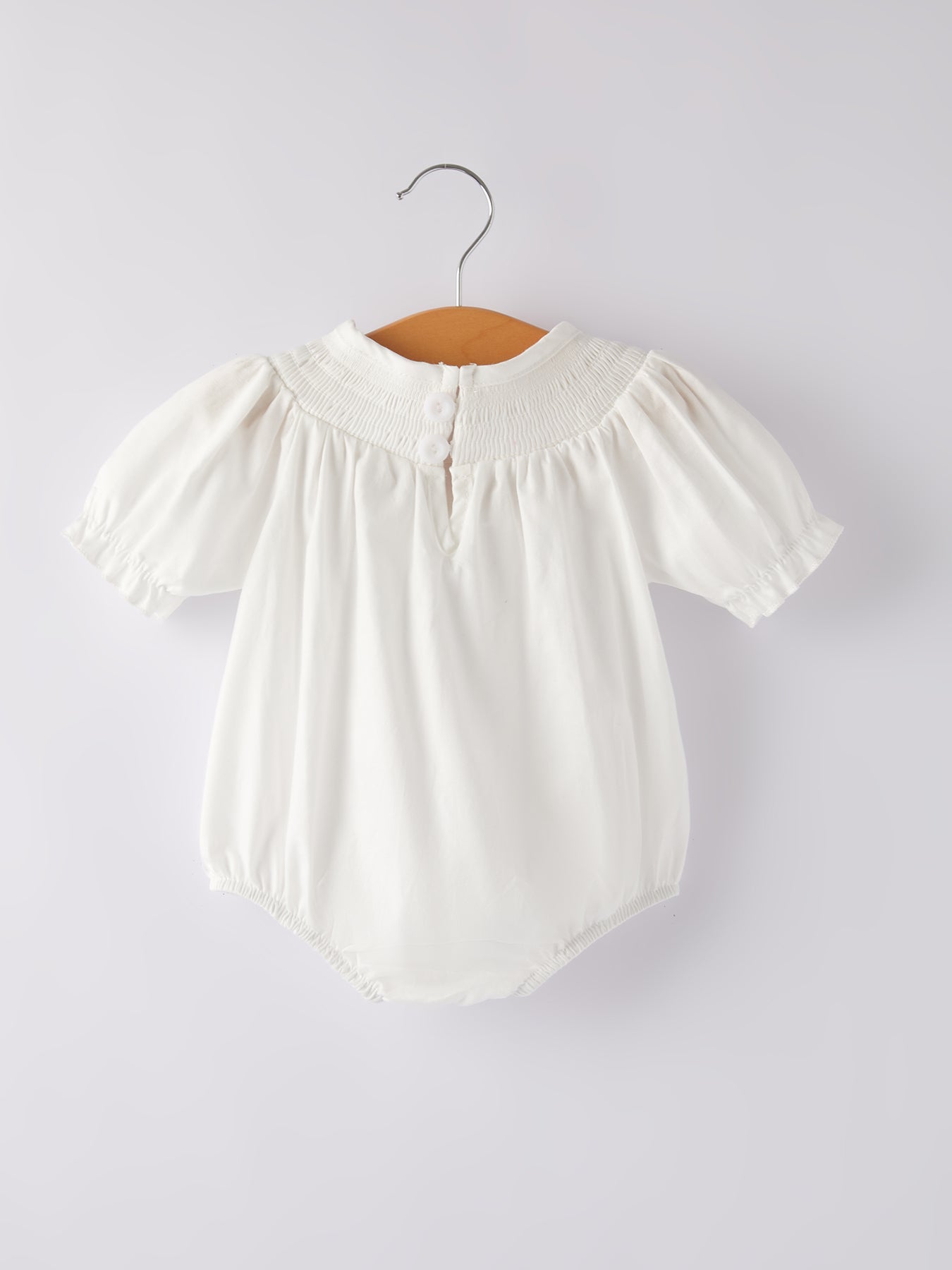 White Smocked Church Christ Bishop Christening Girls Romper