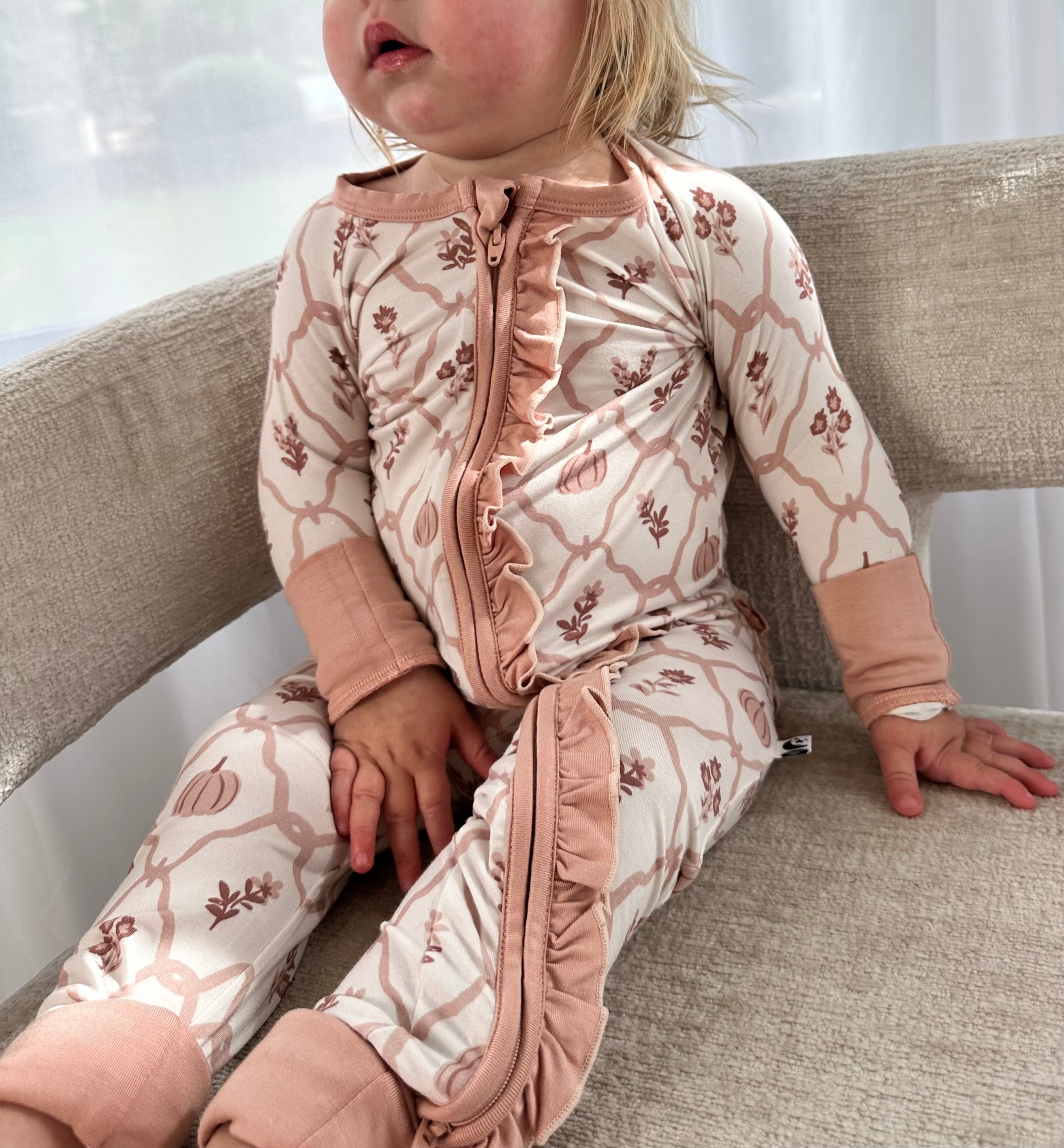 Autumn Blooms - Zipper Footie Pajamas