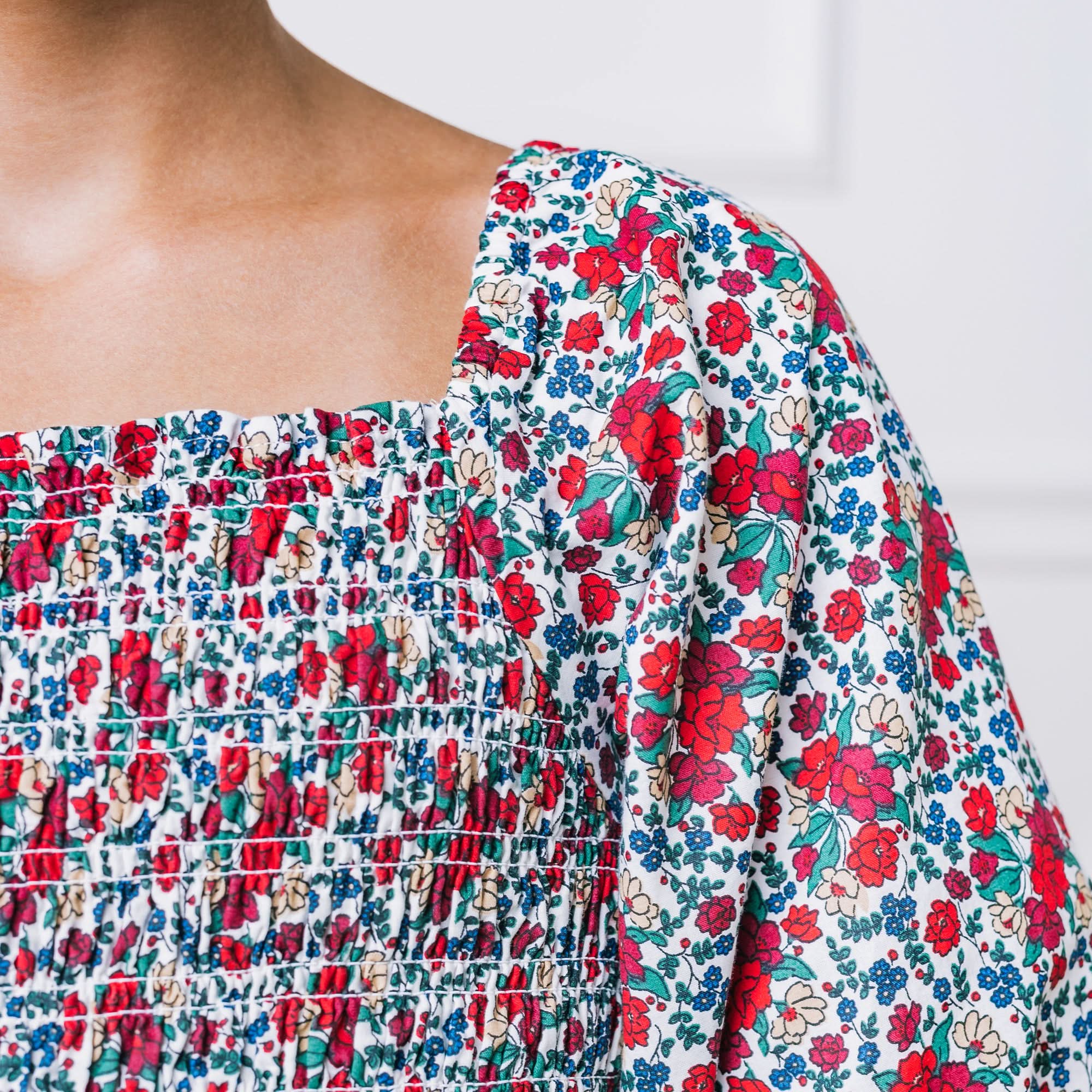 Smocked Bubble Sleeve Dress