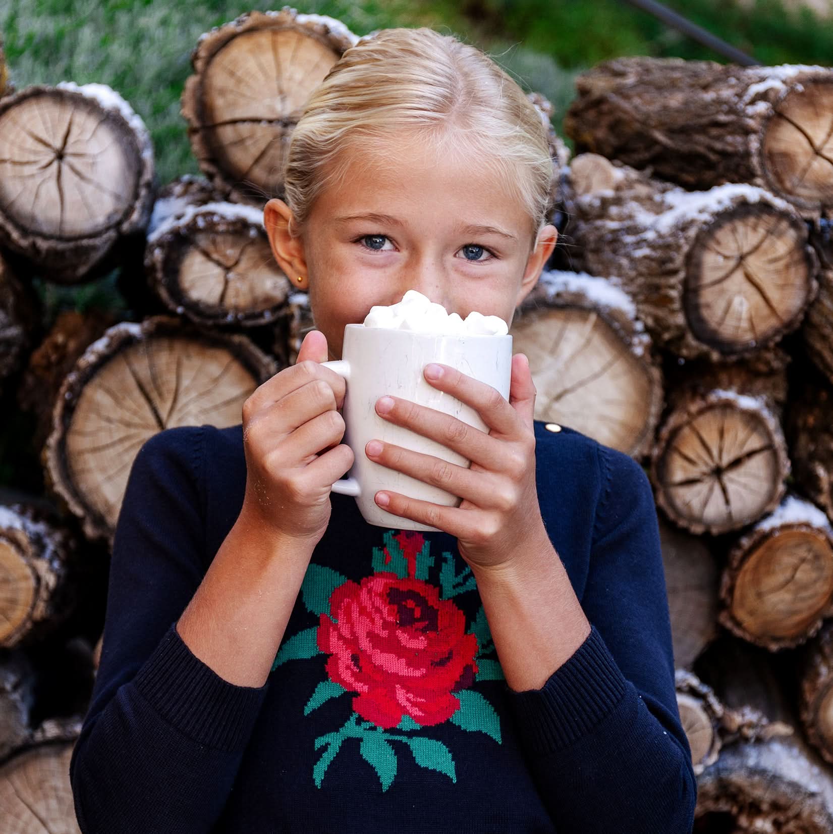 Rose Intarsia Organic Sweater