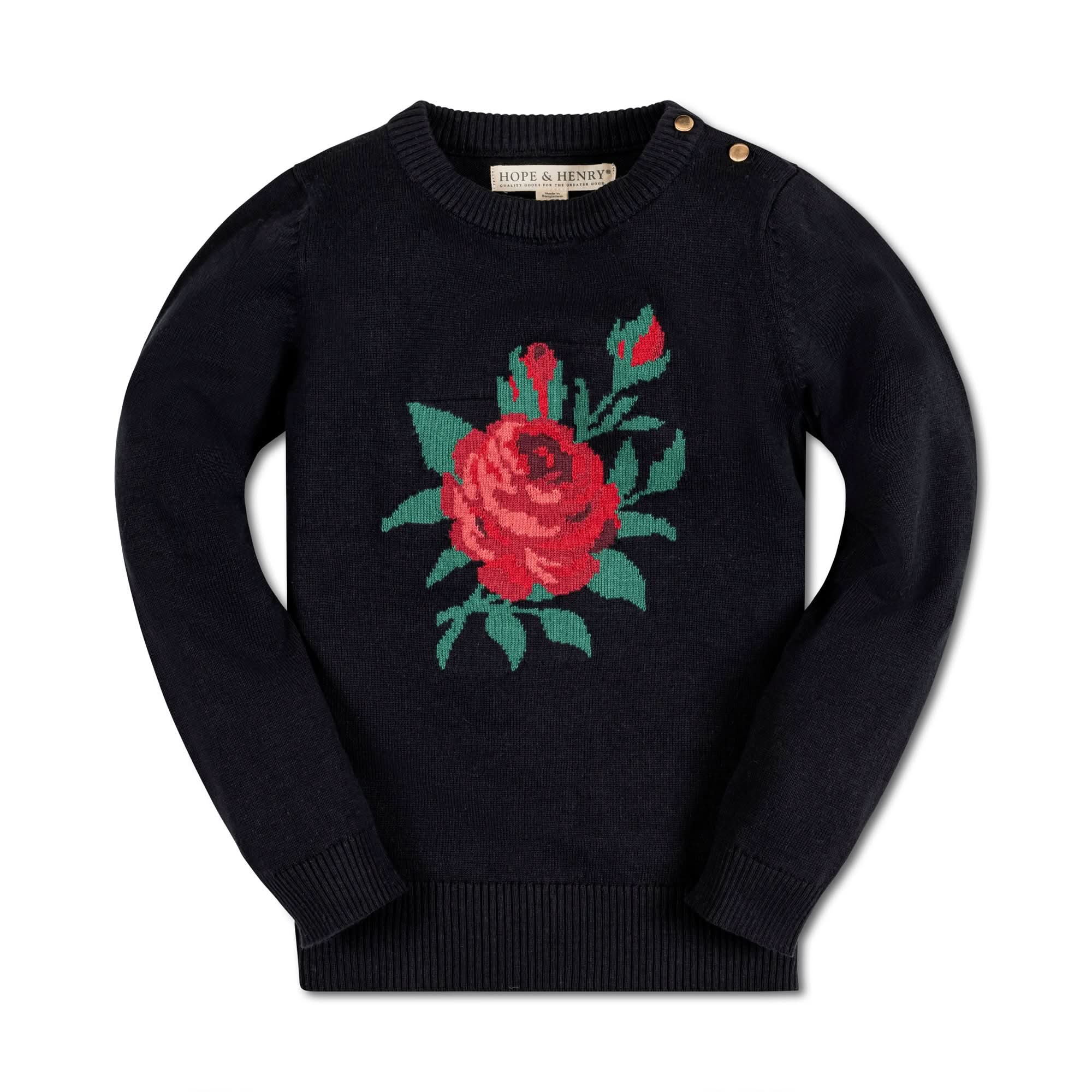 Rose Intarsia Organic Sweater