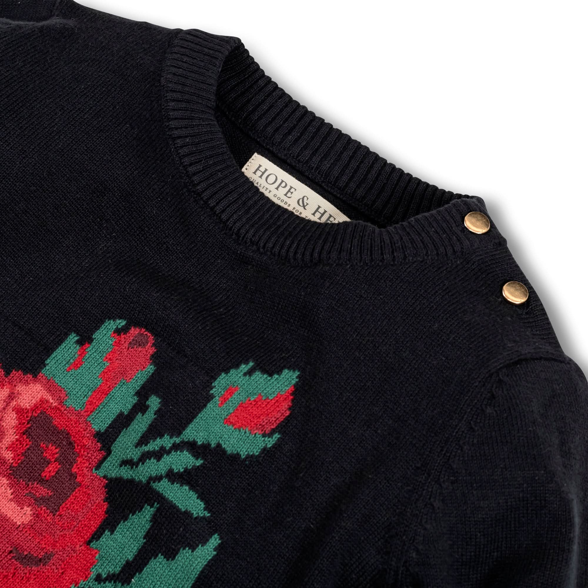 Rose Intarsia Organic Sweater