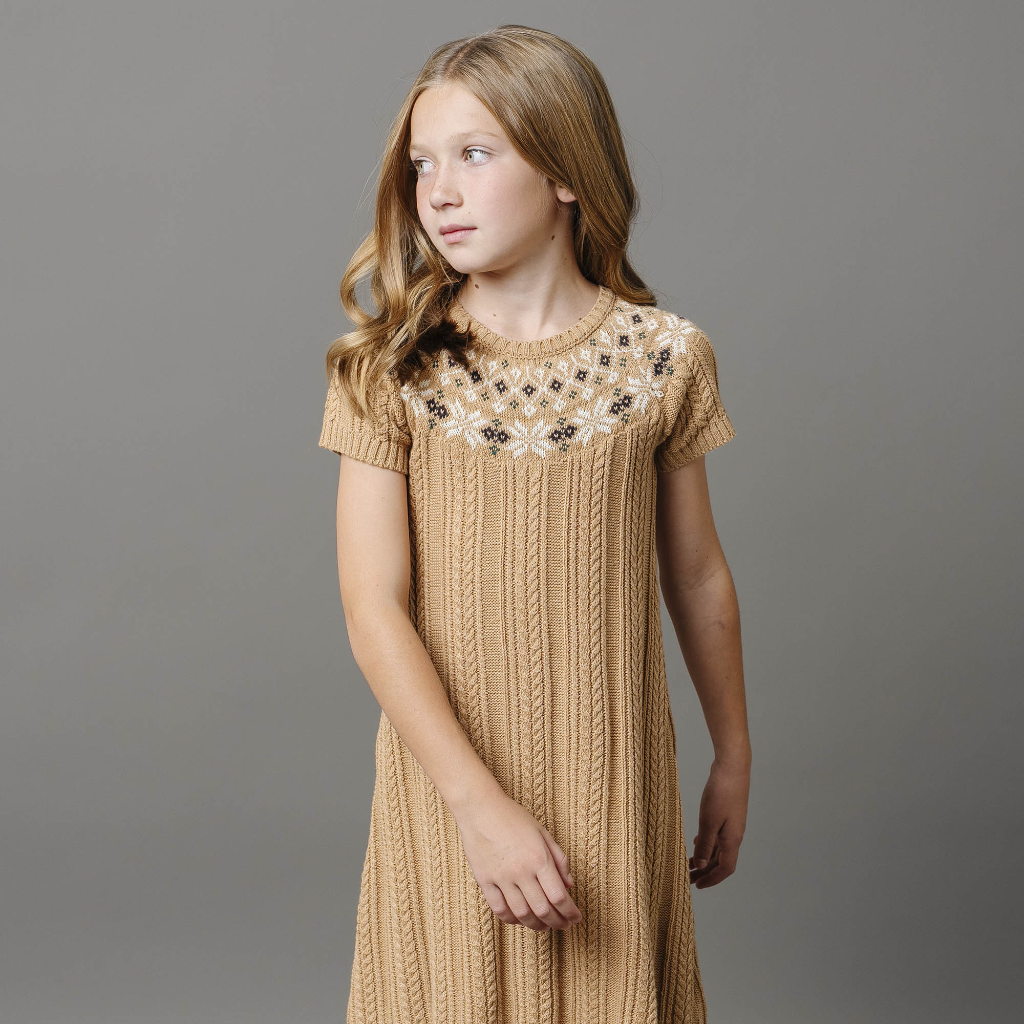 Fair Isle Cable Organic Sweater Dress