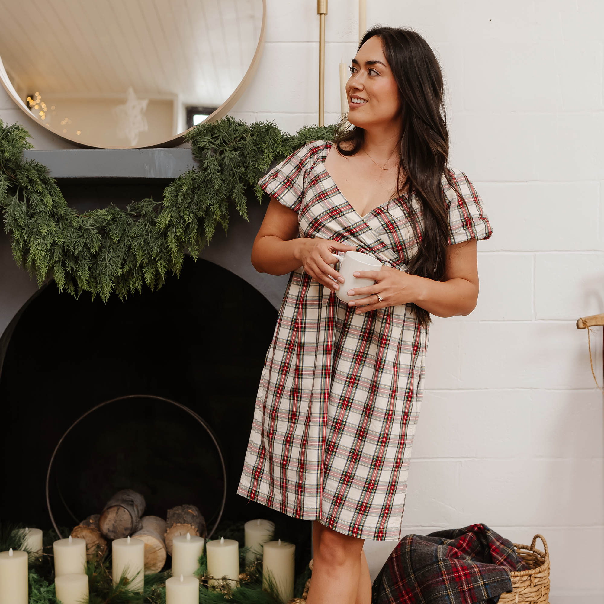 Puff Sleeve Crossover Dress