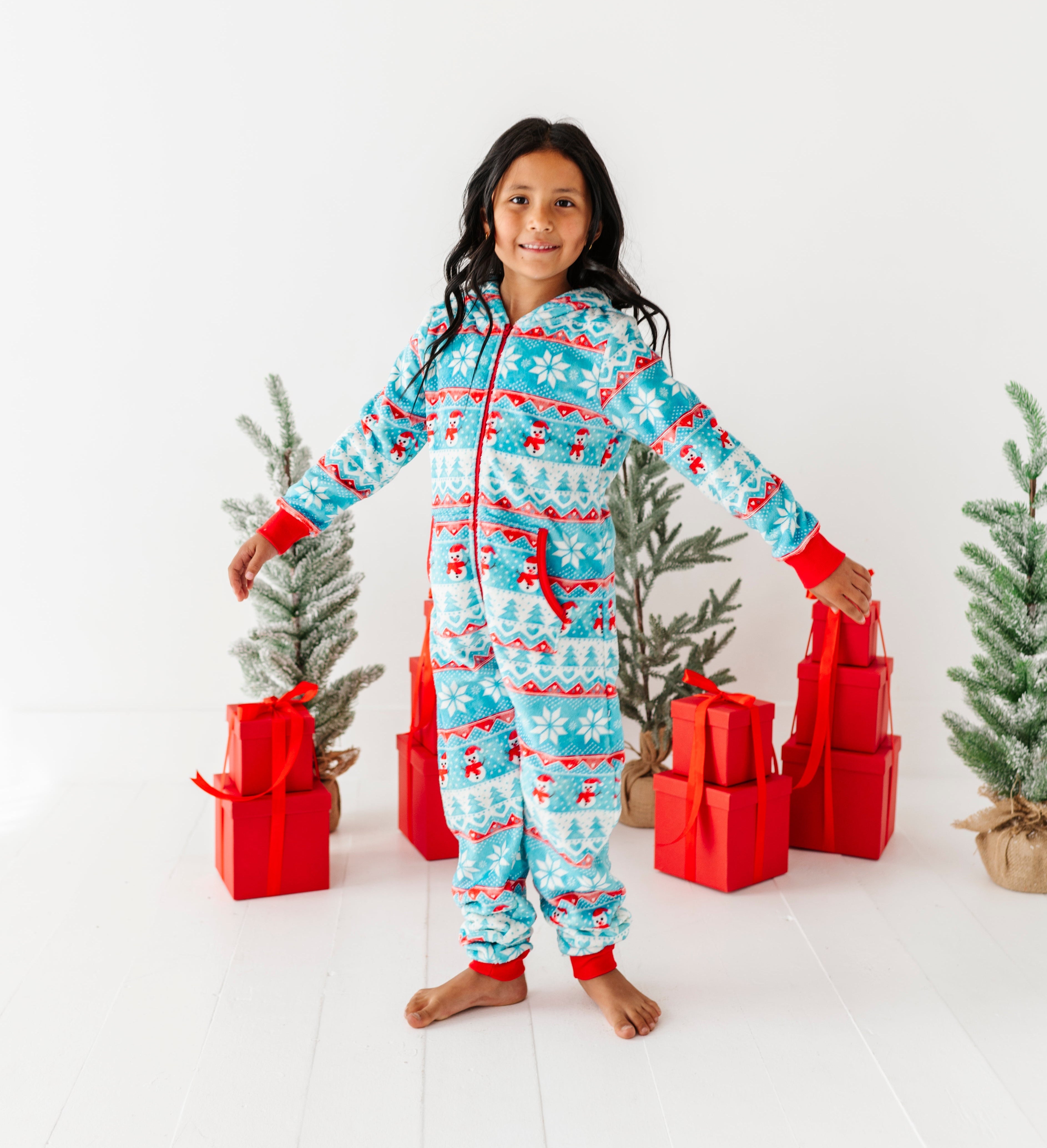 Frosty Fair Isle Microfleece Hooded Jumpsuit