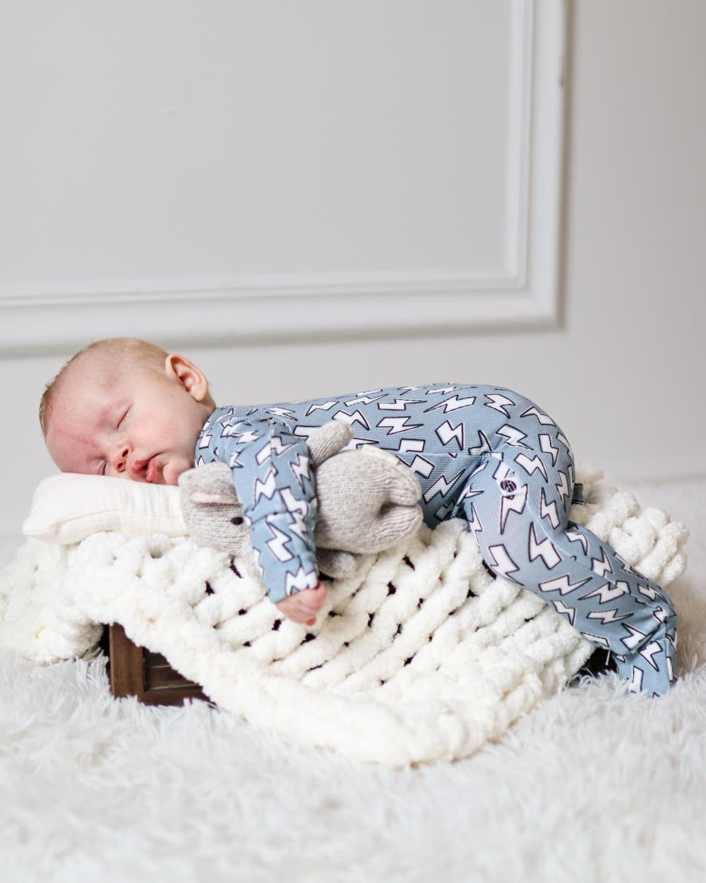 Blue Bolts | Zip Romper