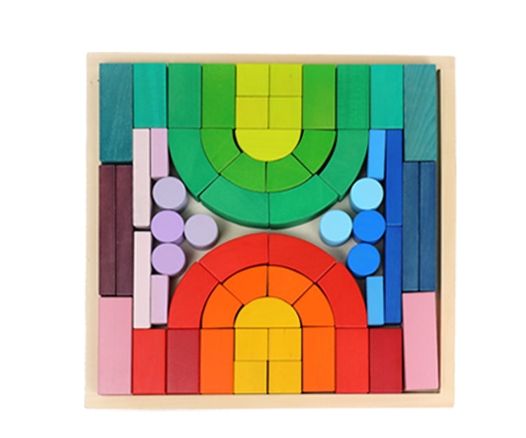 Large Stained Romanesque Stacking Puzzles Building Blocks
