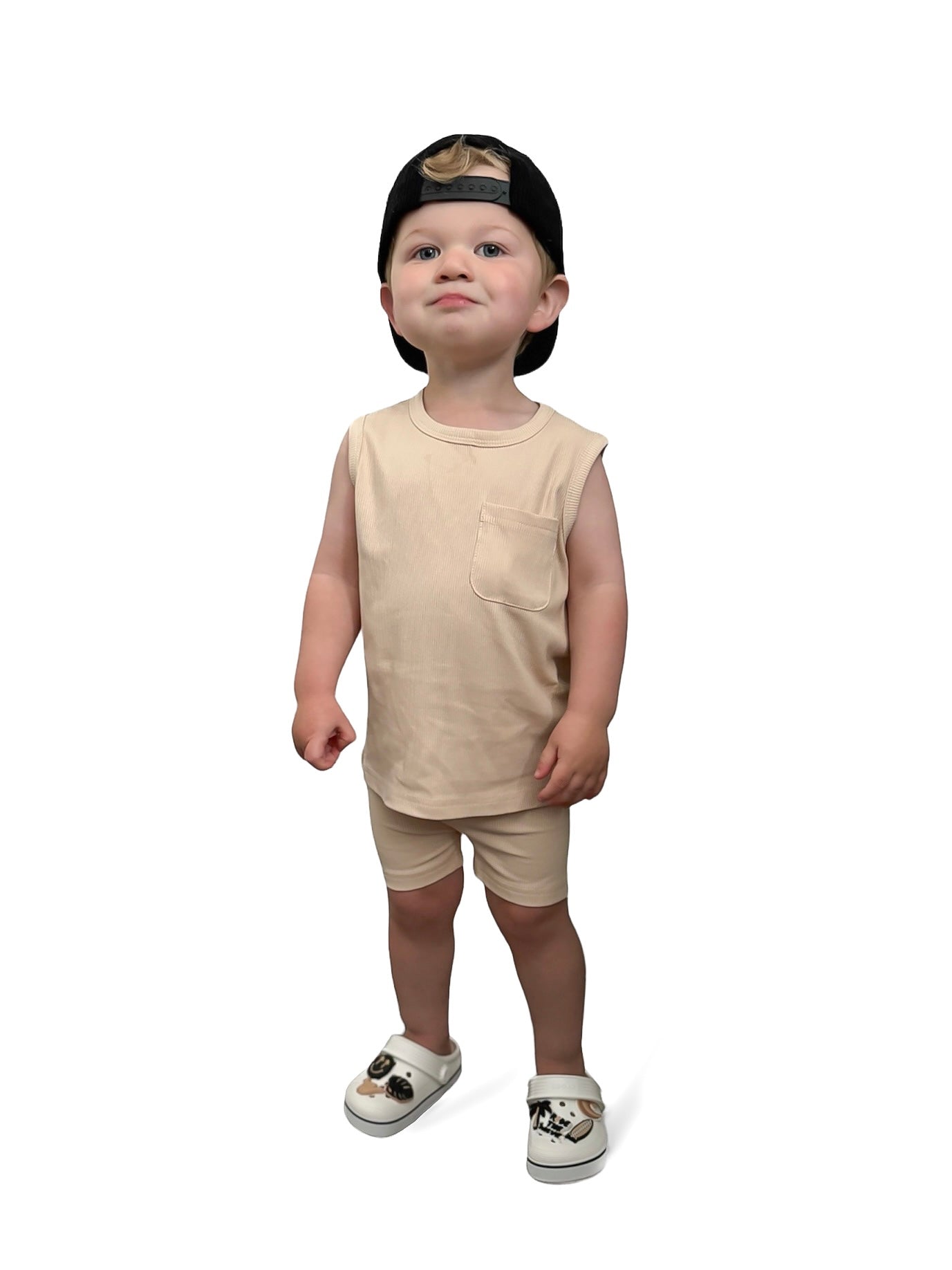 Bamboo Ribbed Pocket Tank - Sand