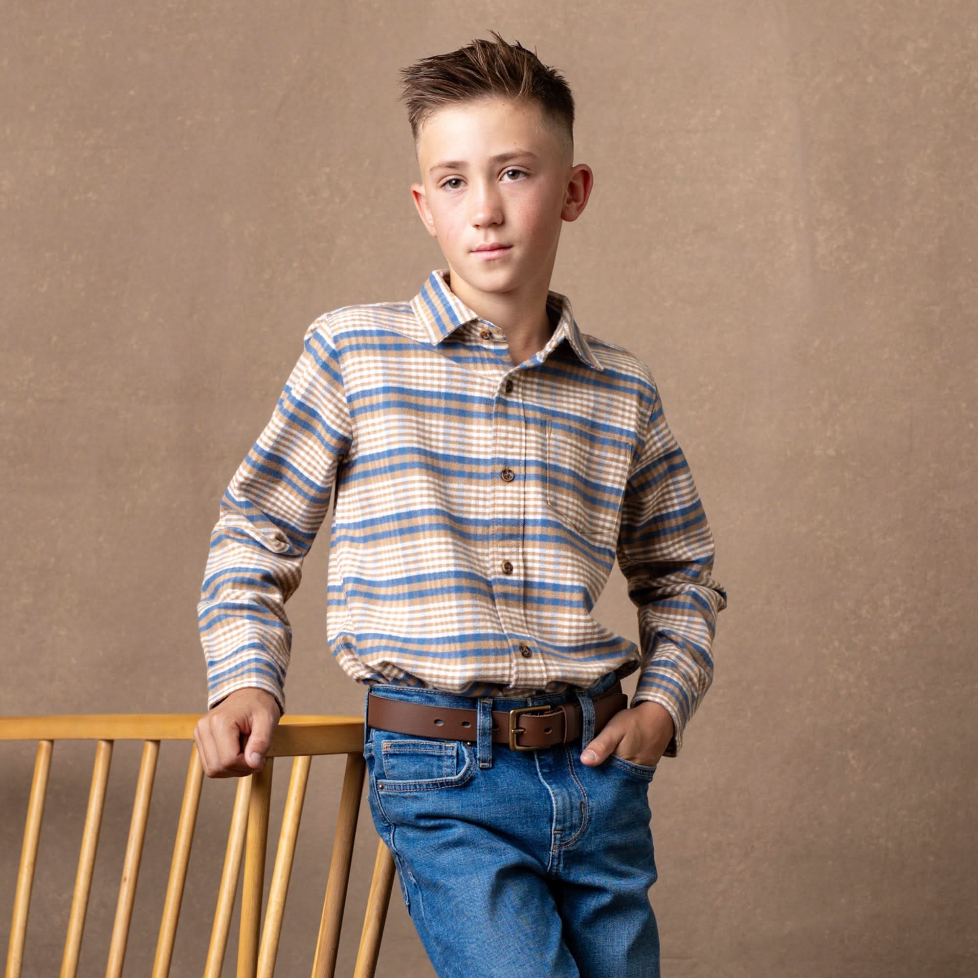 Organic Flannel Shirt With Elbow Patches - Baby