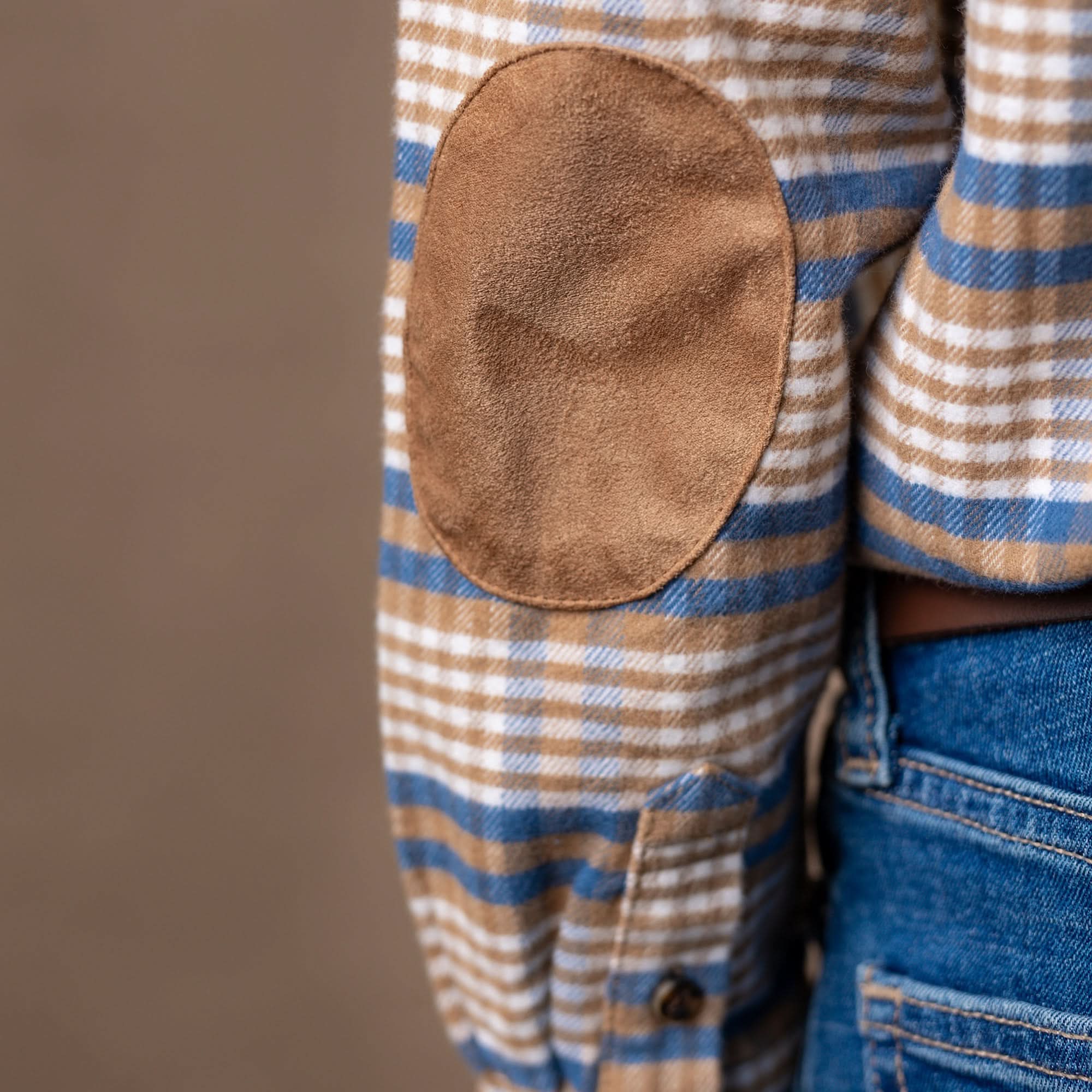 Organic Flannel Shirt With Elbow Patches - Baby