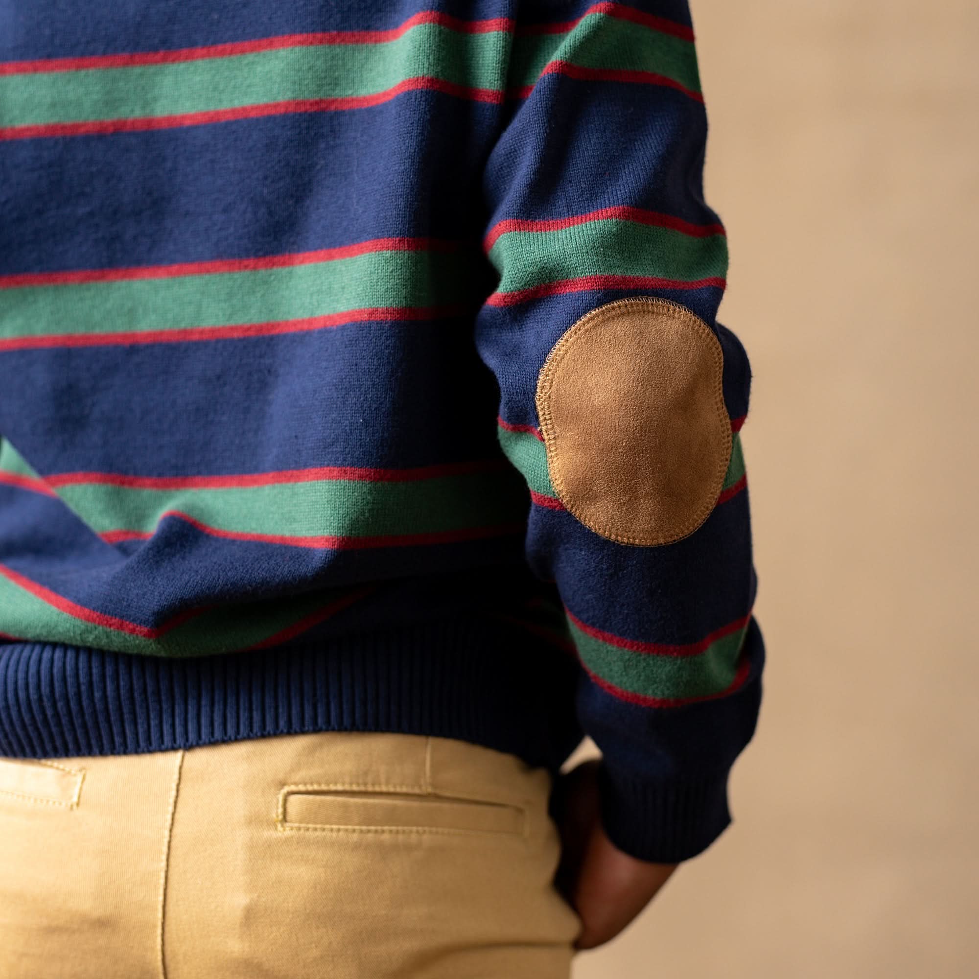 Organic Sweater Henley With Elbow Patches - Baby