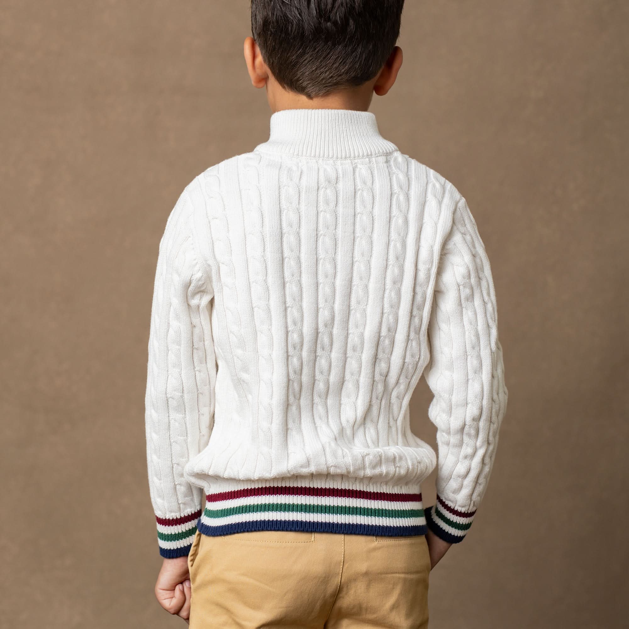 Organic Mock Neck Cable Sweater