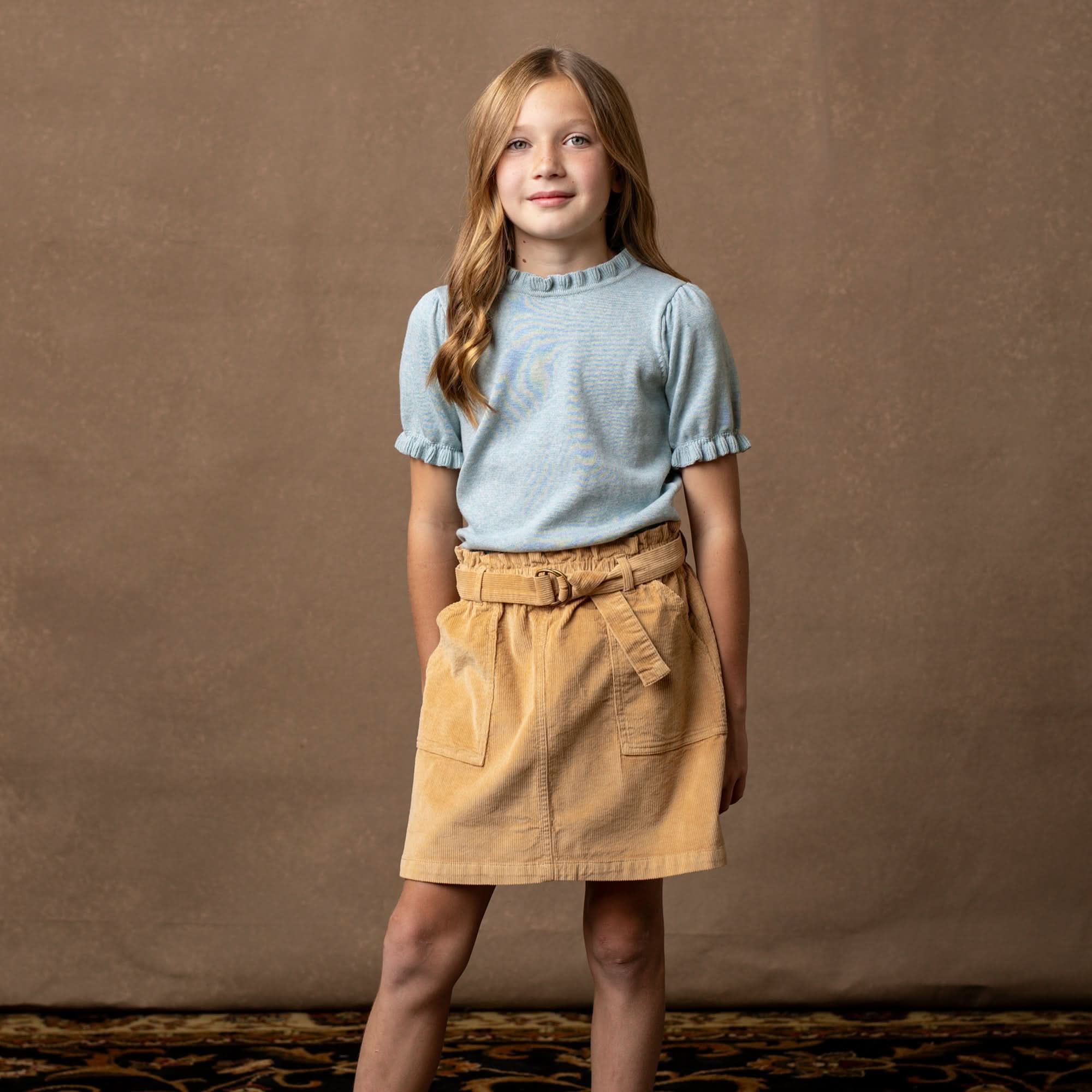 Organic Corduroy Cinch Waist Skirt