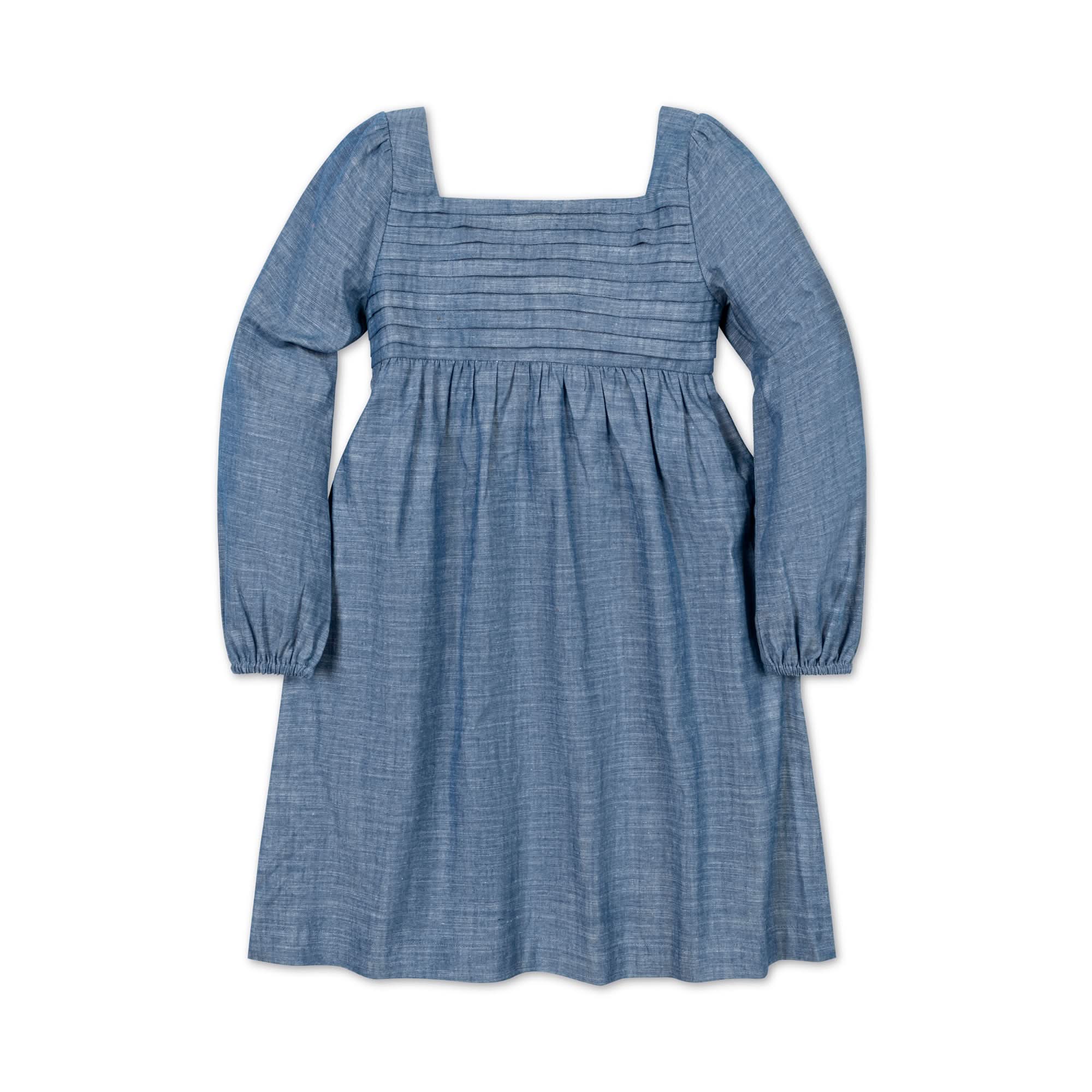 Organic Ruched Chambray Dress