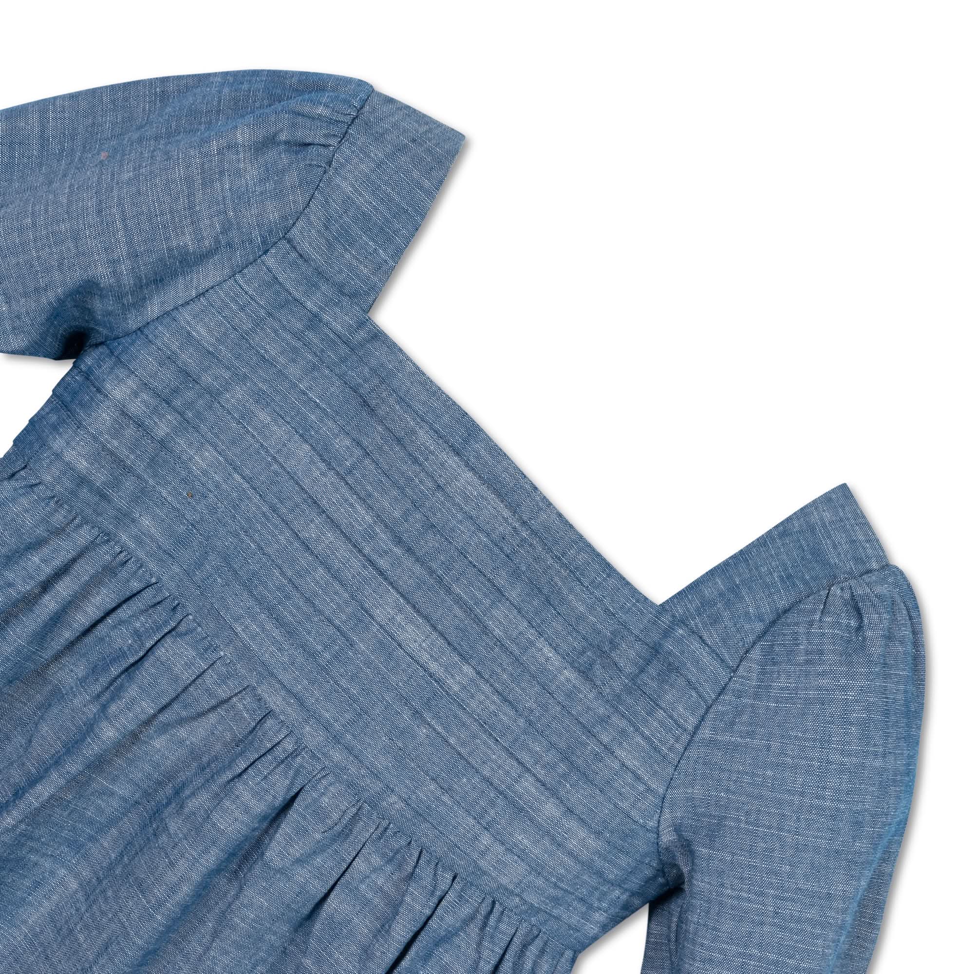 Organic Ruched Chambray Dress
