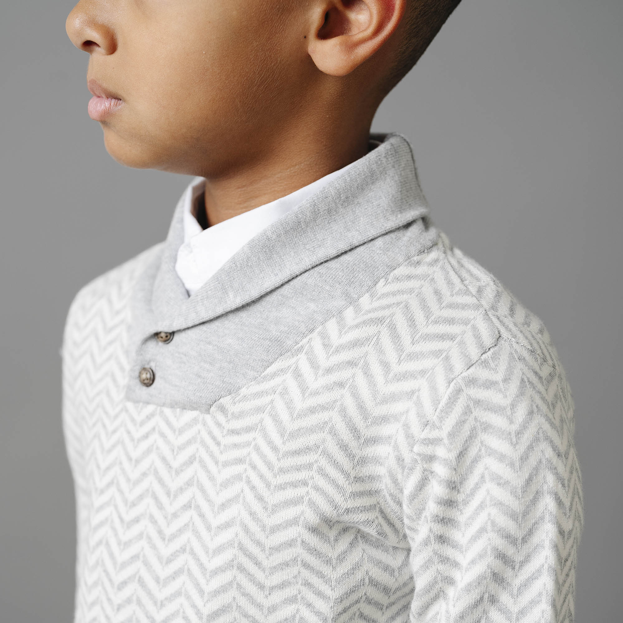 Organic Intarsia Shawl Collar Sweater - Baby