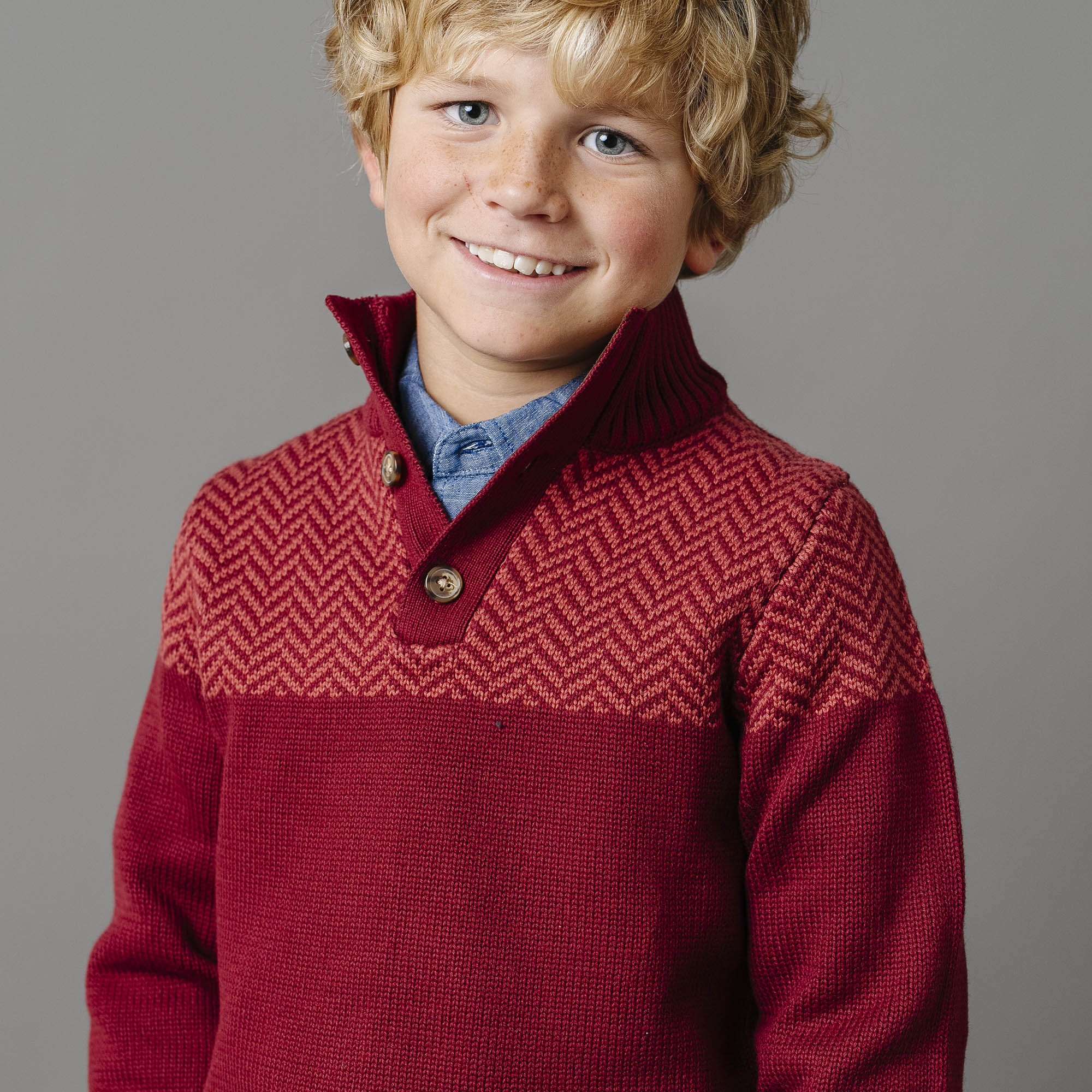 Organic Intarsia Yoke Mock Neck Sweater - Baby