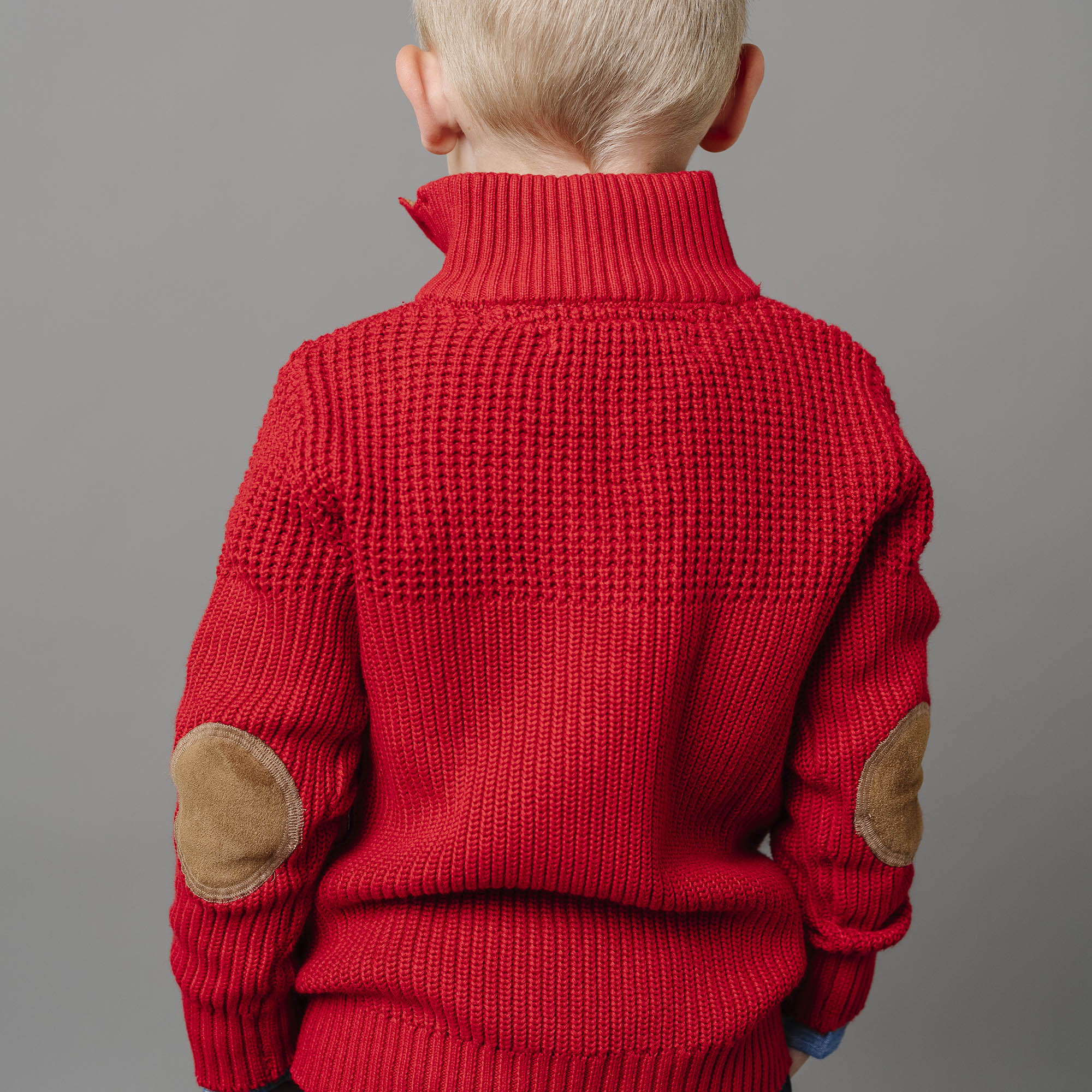 Organic Mix Stitch Mock Neck Sweater With Elbow Patches - Baby