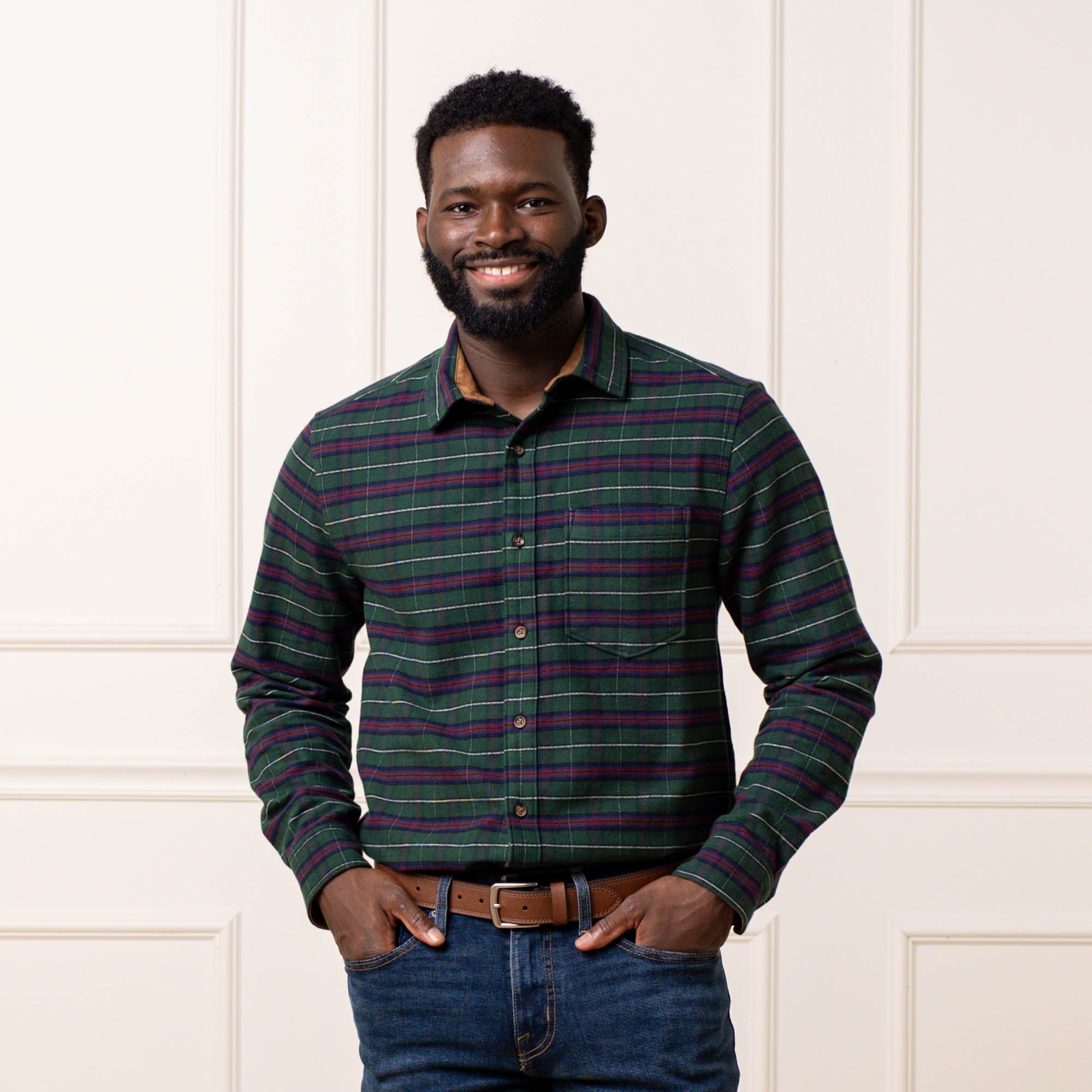 Organic Flannel Shirt With Suede