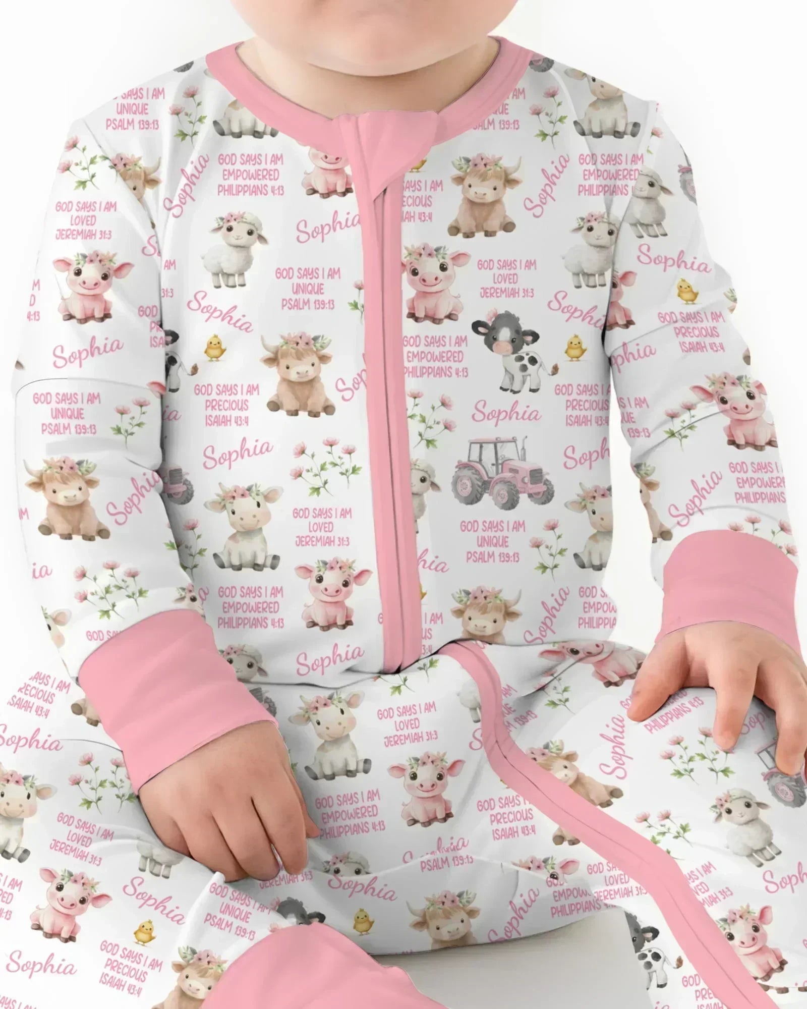 Custom Name God Says I Am Farm Animals Bamboo Convertible Zippy