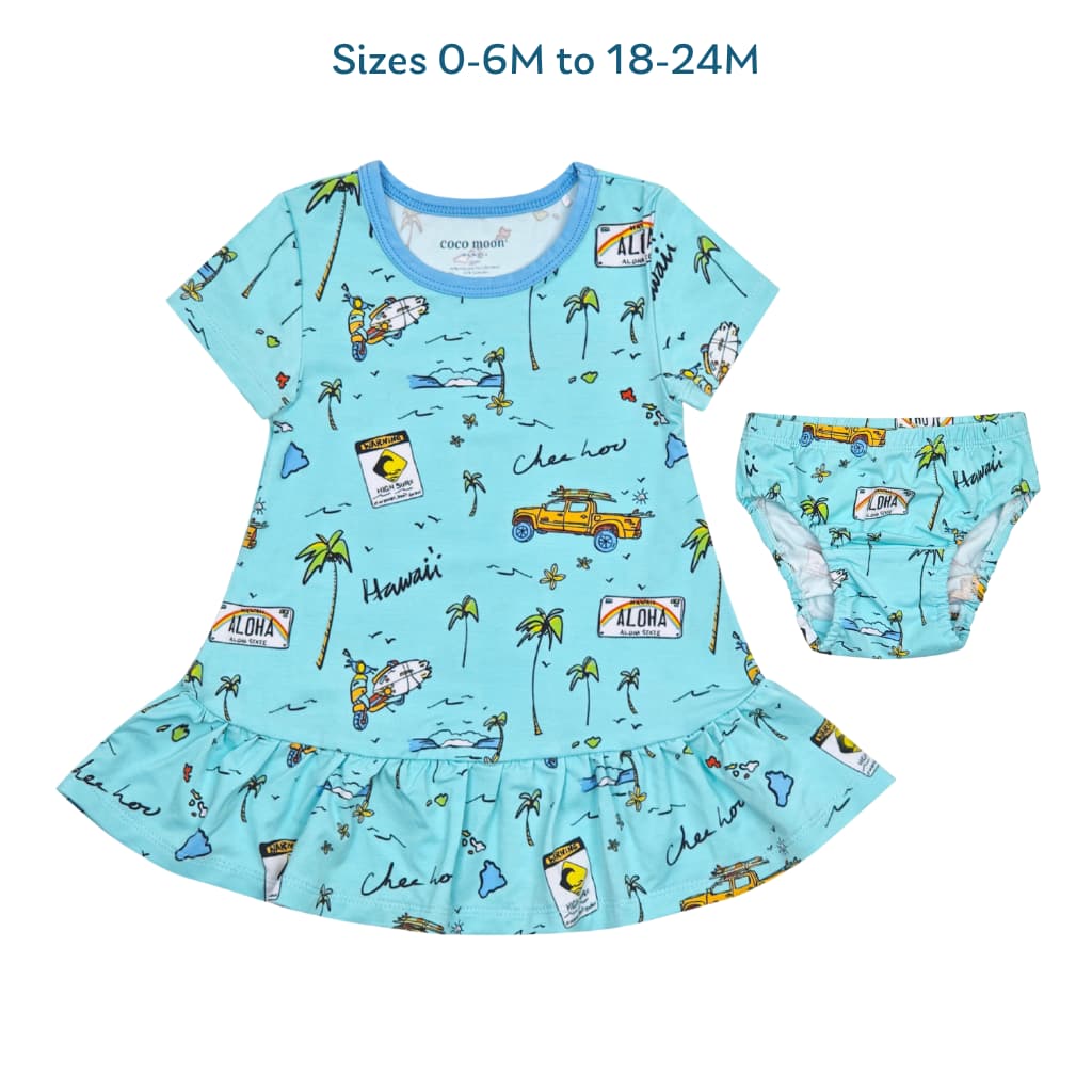 We Go Holoholo Bamboo Ruffle Hem T-shirt Dress